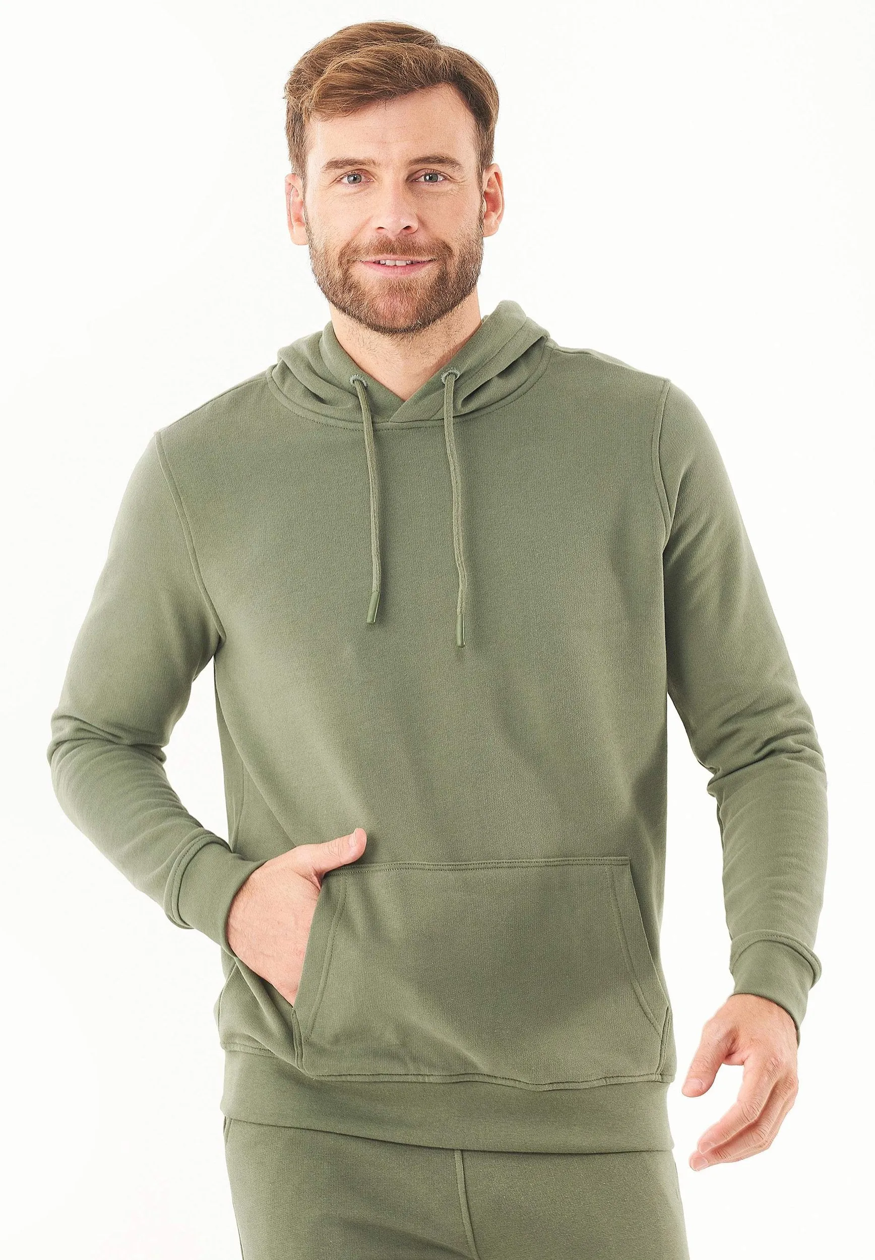 Men's Basic Soft Touch Organic Cotton Hoodie Mid Olive sold by Ivalo.com