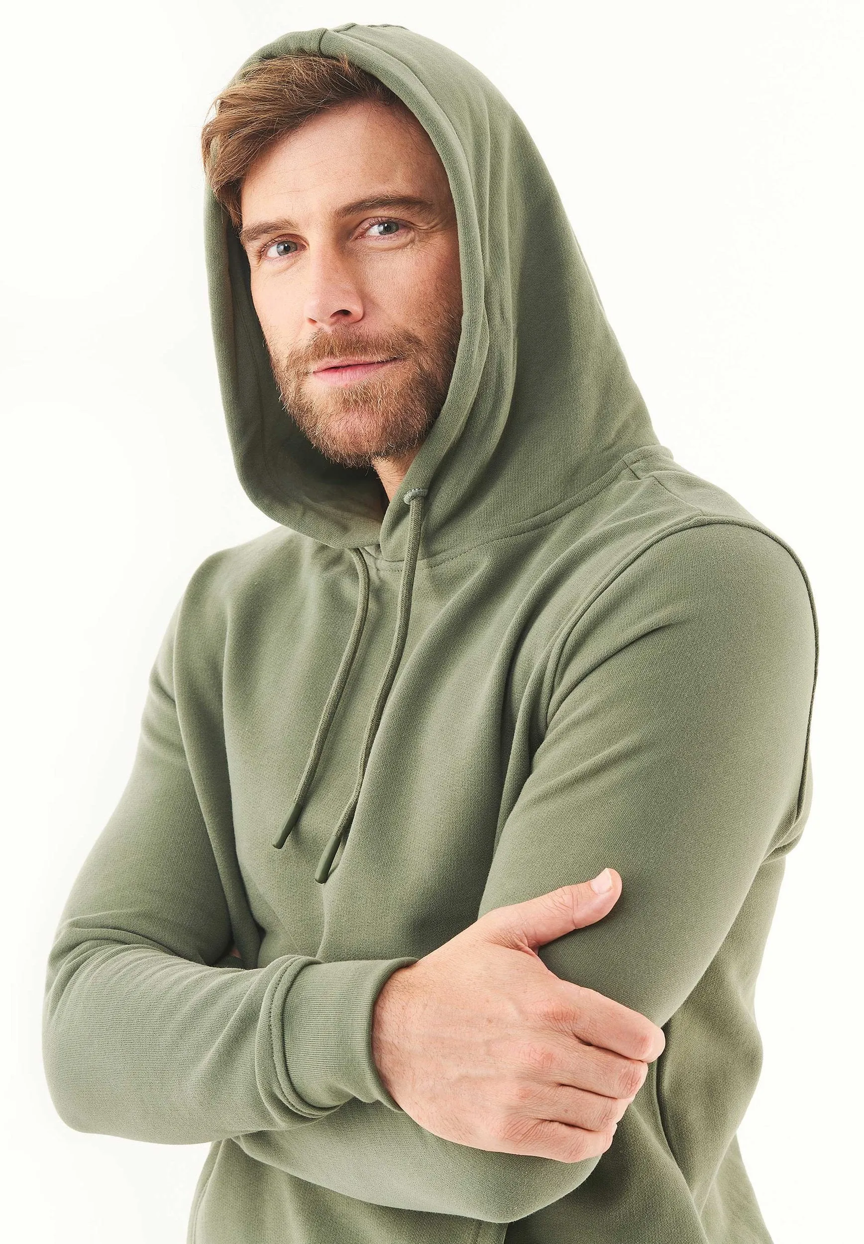 Men's Basic Soft Touch Organic Cotton Hoodie Mid Olive sold by Ivalo.com product image thumbnail 5