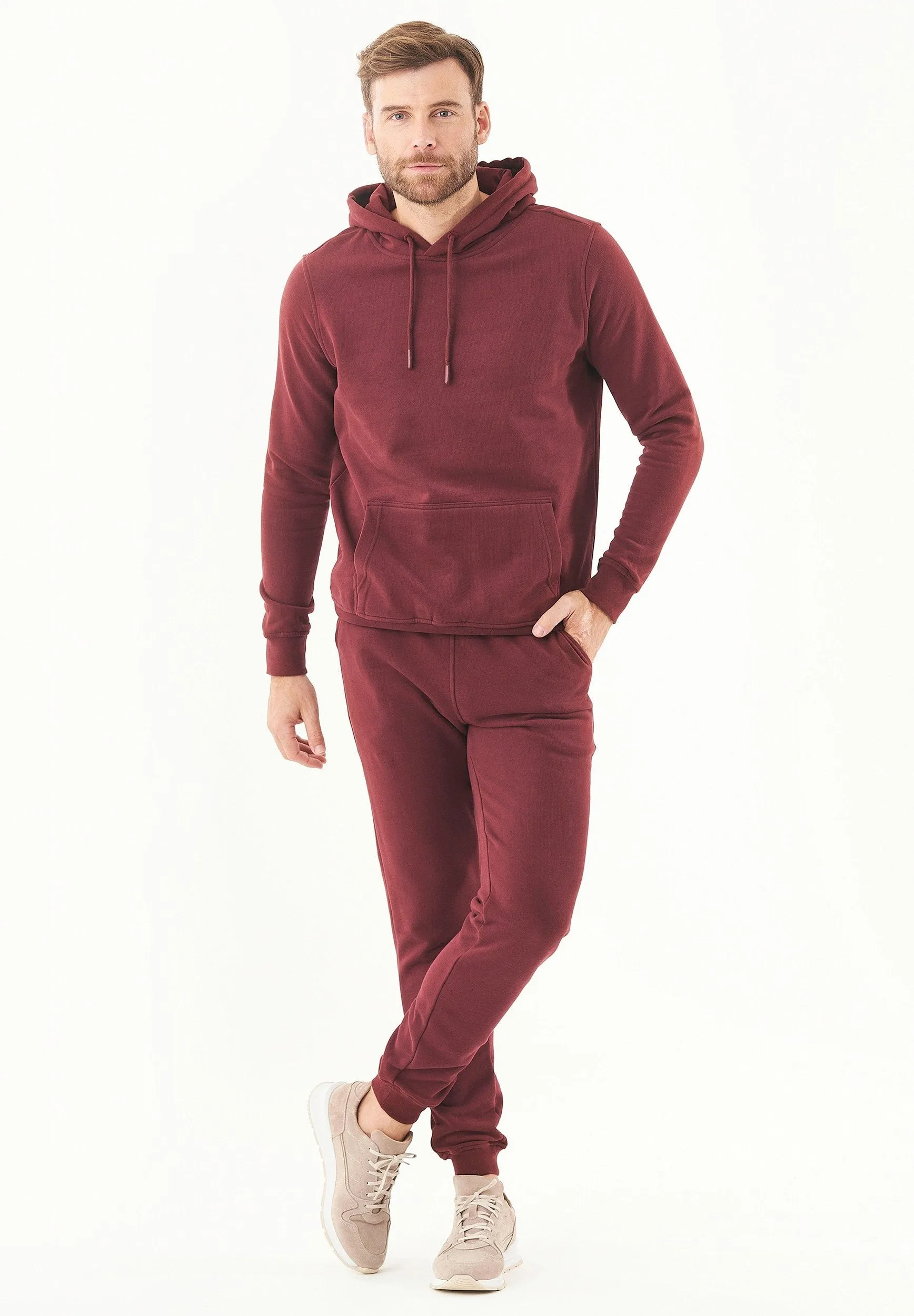 Men's Basic Soft Touch Organic Cotton Hoodie Bordeaux sold by Ivalo.com product image thumbnail 3