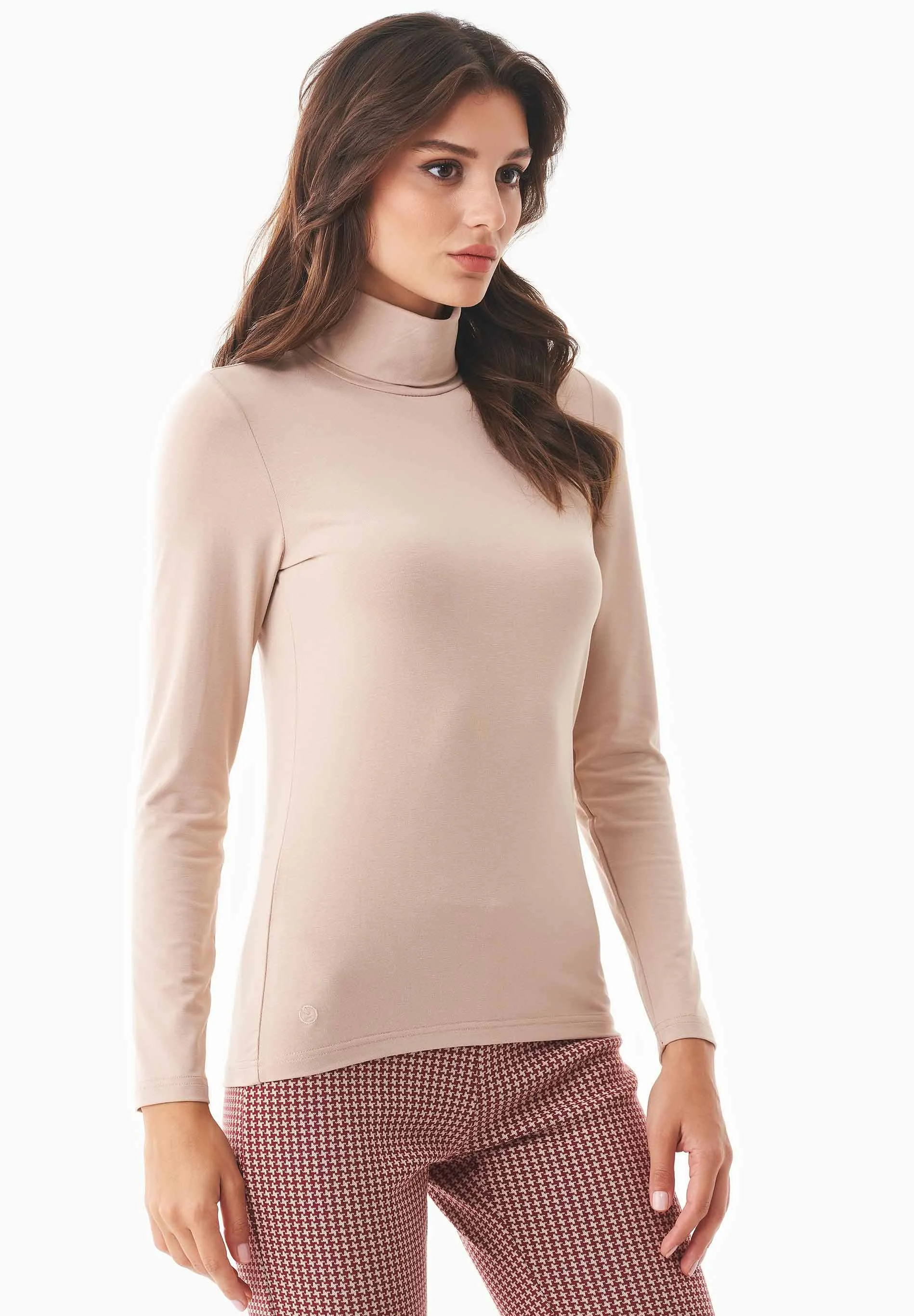 Women's Turtleneck Long-Sleeve Top Beige sold by Ivalo.com product image thumbnail 4