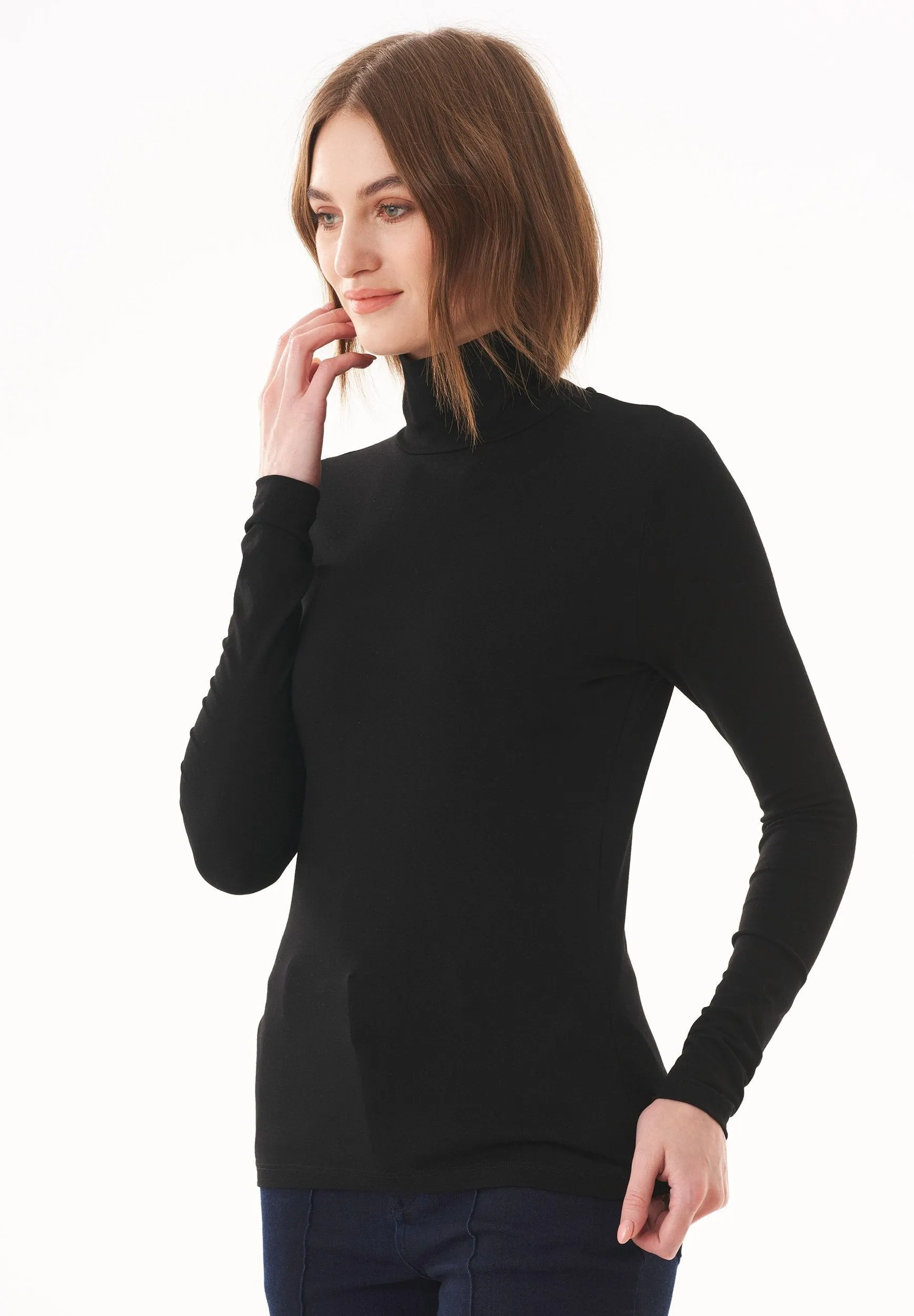 Women's Turtleneck Long-Sleeve Top Black sold by Ivalo.com product image thumbnail 4