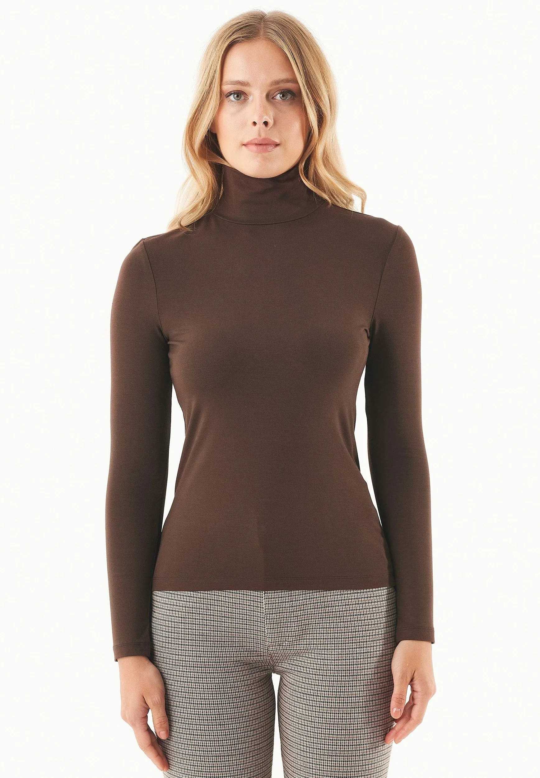 Women's Turtleneck Long-Sleeve Top Chestnut Brown sold by Ivalo.com product image thumbnail 3