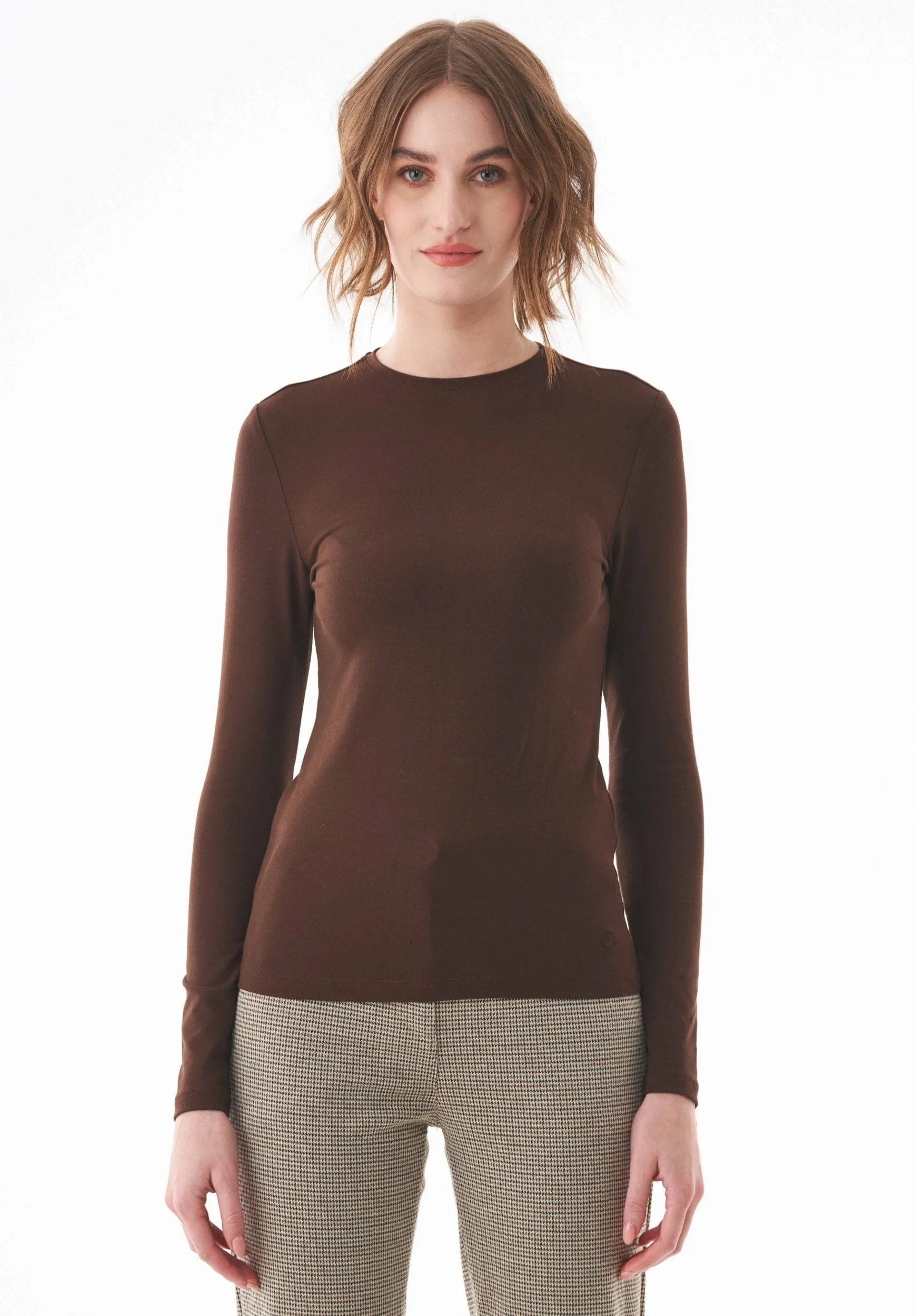 Women's O-Neck Long-Sleeve Top Chestnut Brown sold by Ivalo.com