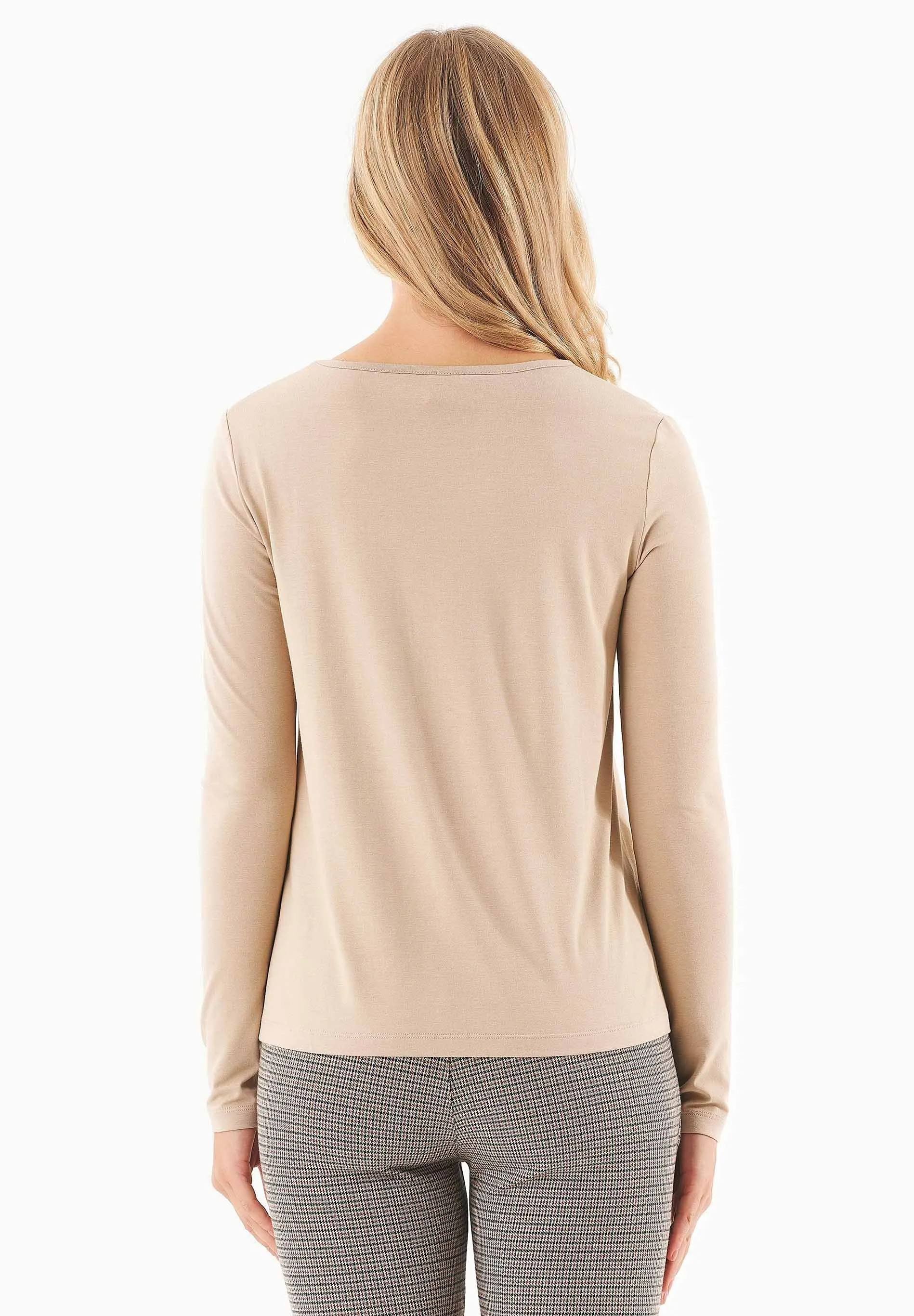 Women's Round Neck Long-Sleeve T-Shirt Beige sold by Ivalo.com product image thumbnail 2