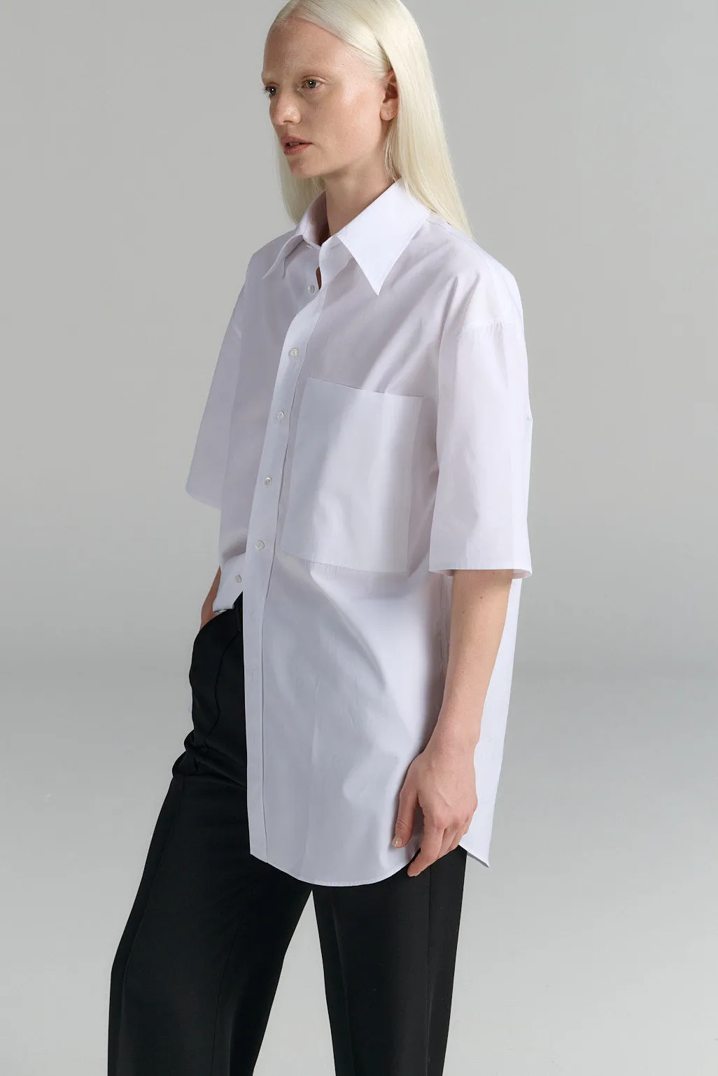 Short Sleeve Button-Up Shirt White sold by Ivalo.com product image thumbnail 5