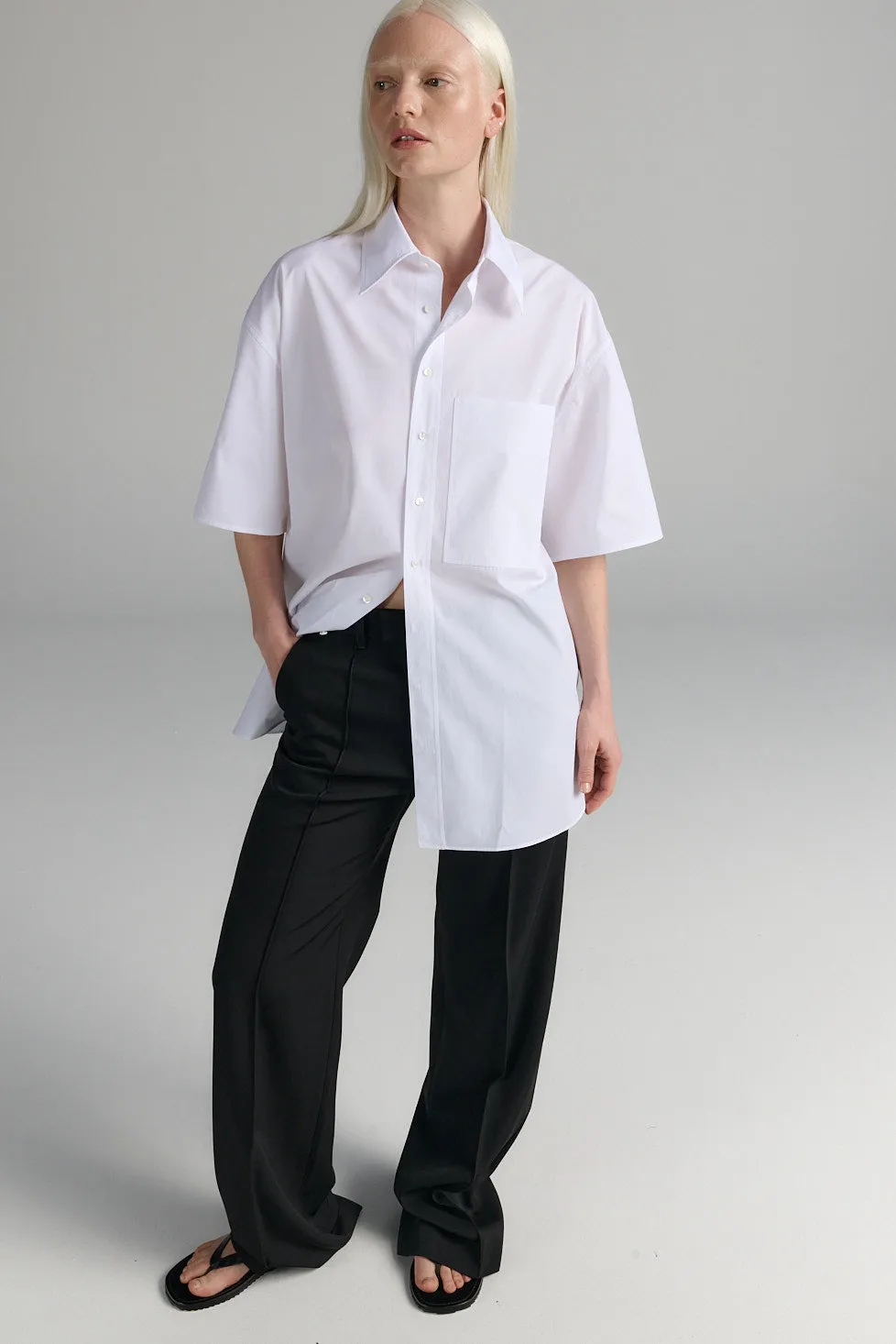 Short Sleeve Button-Up Shirt White sold by Ivalo.com product image thumbnail 3