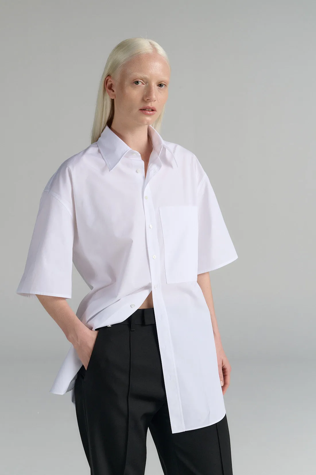 Short Sleeve Button-Up Shirt White sold by Ivalo.com