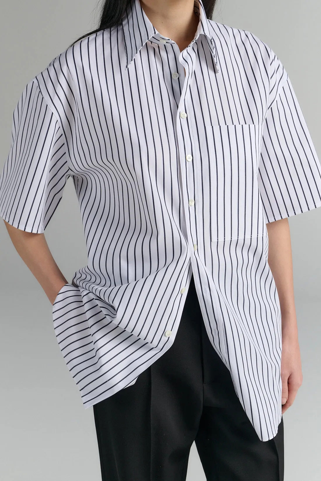 Short Sleeve Button-Up Shirt Stripe Black sold by Ivalo.com product image thumbnail 5
