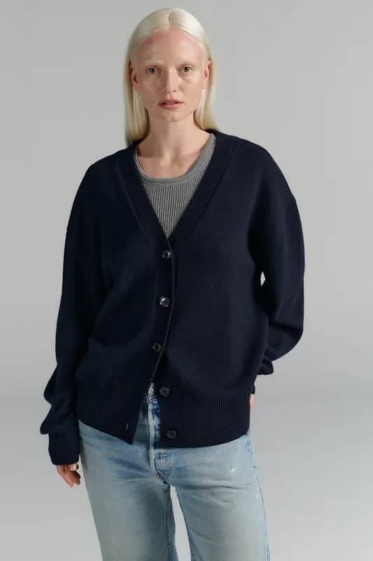 Heavy Merino-Cashmere Cardigan Navy sold by Ivalo.com