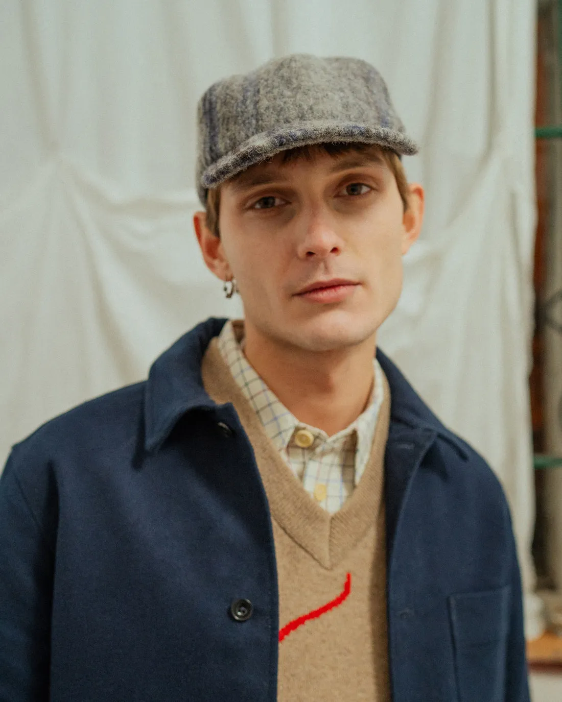 Wool Cotton Blend Floppy Cap Grey Stripe sold by Ivalo.com product image thumbnail 4