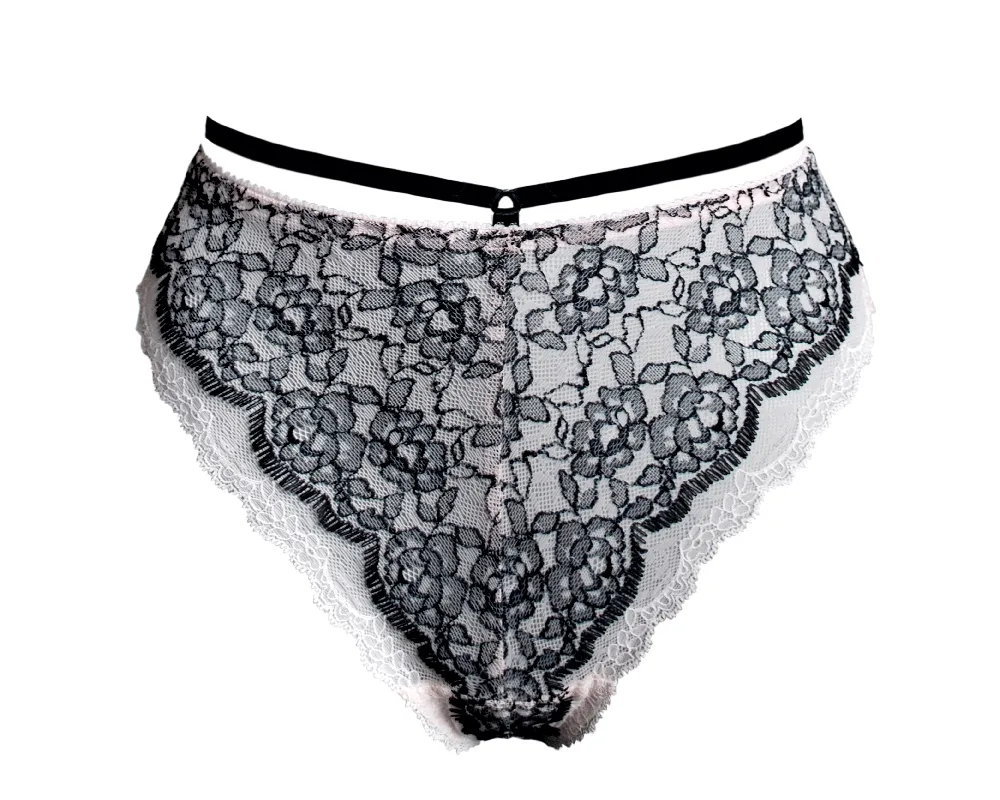 Crush Highwaist Lace Panties Black/White sold by Ivalo.com