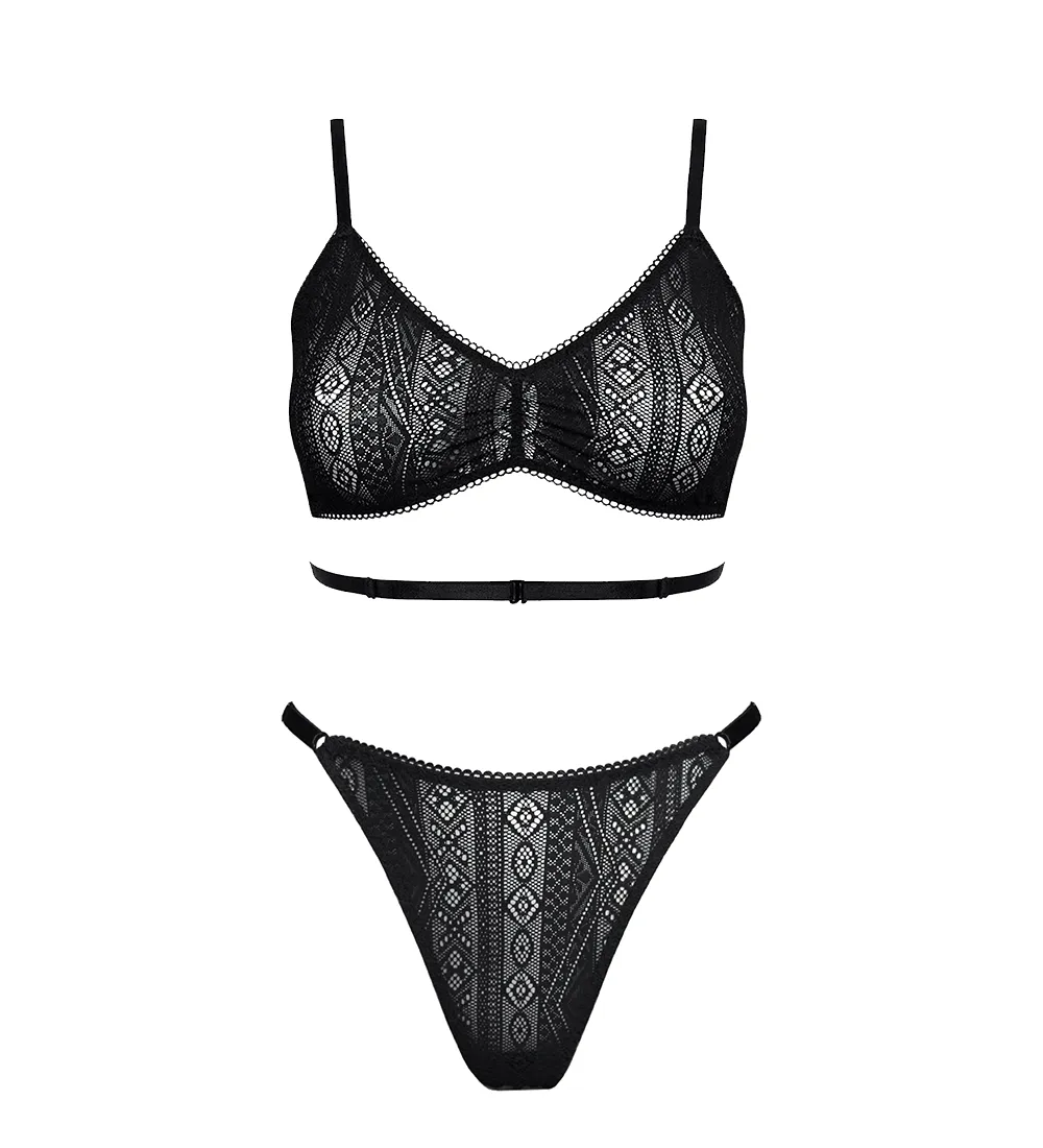 Darling Strappy Thong Underwear Set Black sold by Ivalo.com