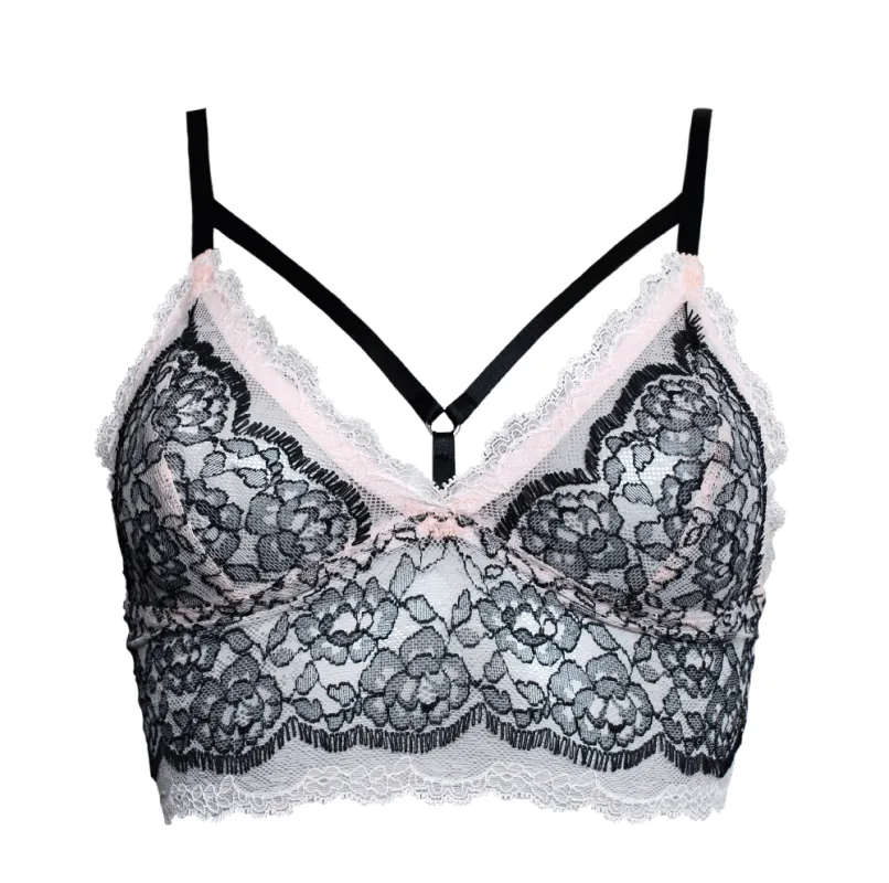 Crush Longline Lace Bralette Black/White sold by Ivalo.com
