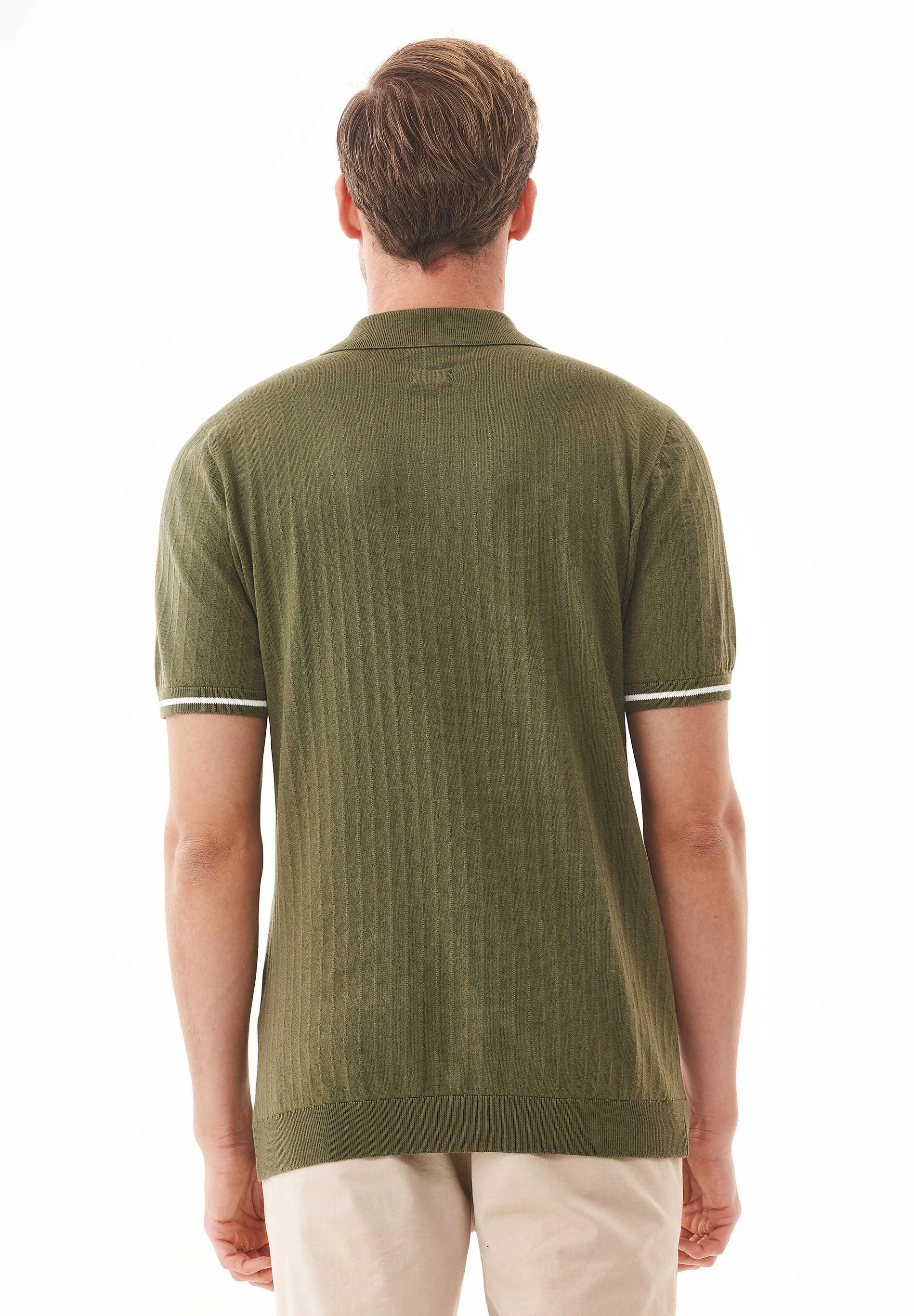 Men's Textured Knit Polo Shirt Khaki sold by Ivalo.com product image thumbnail 2