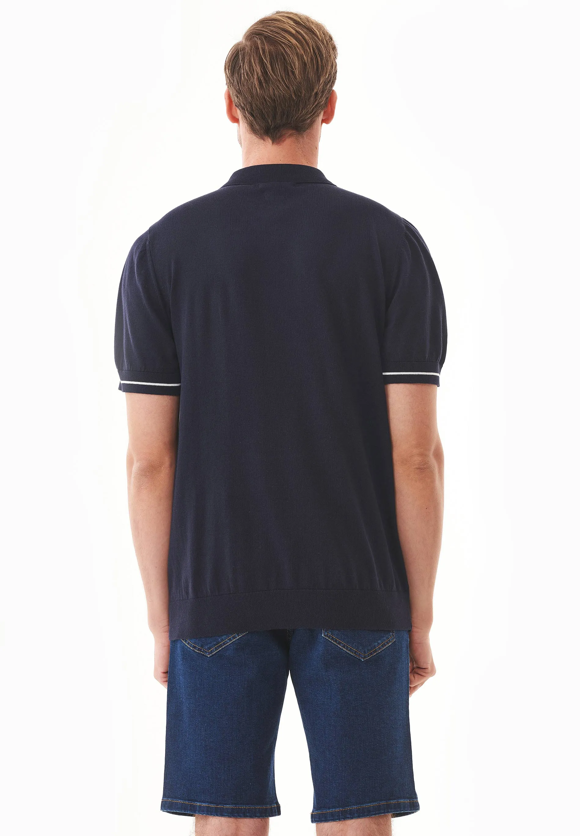 Men's Slim Fit Knit Polo Shirt Navy sold by Ivalo.com product image thumbnail 2