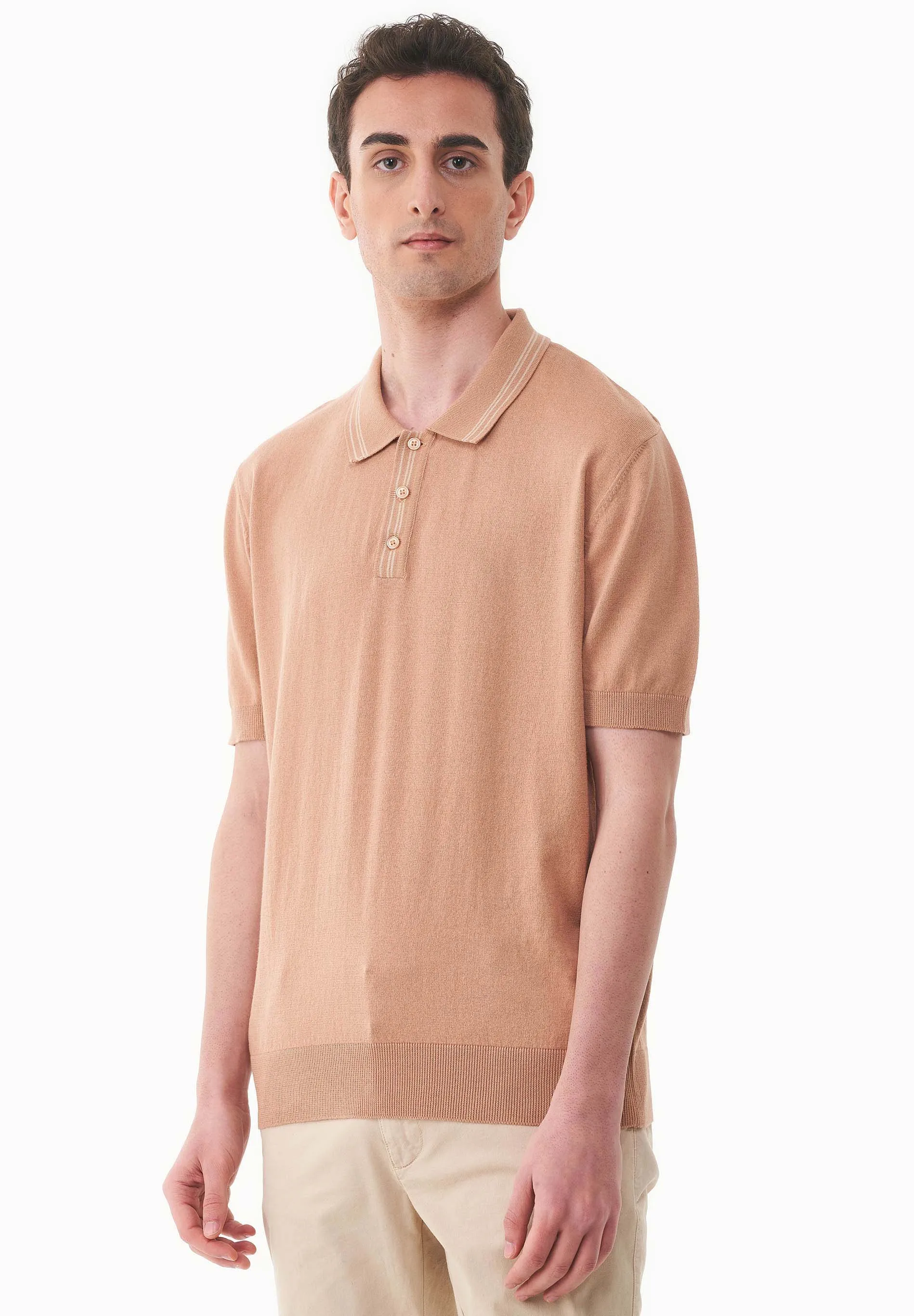 Men's Knit Polo Shirt Tan sold by Ivalo.com