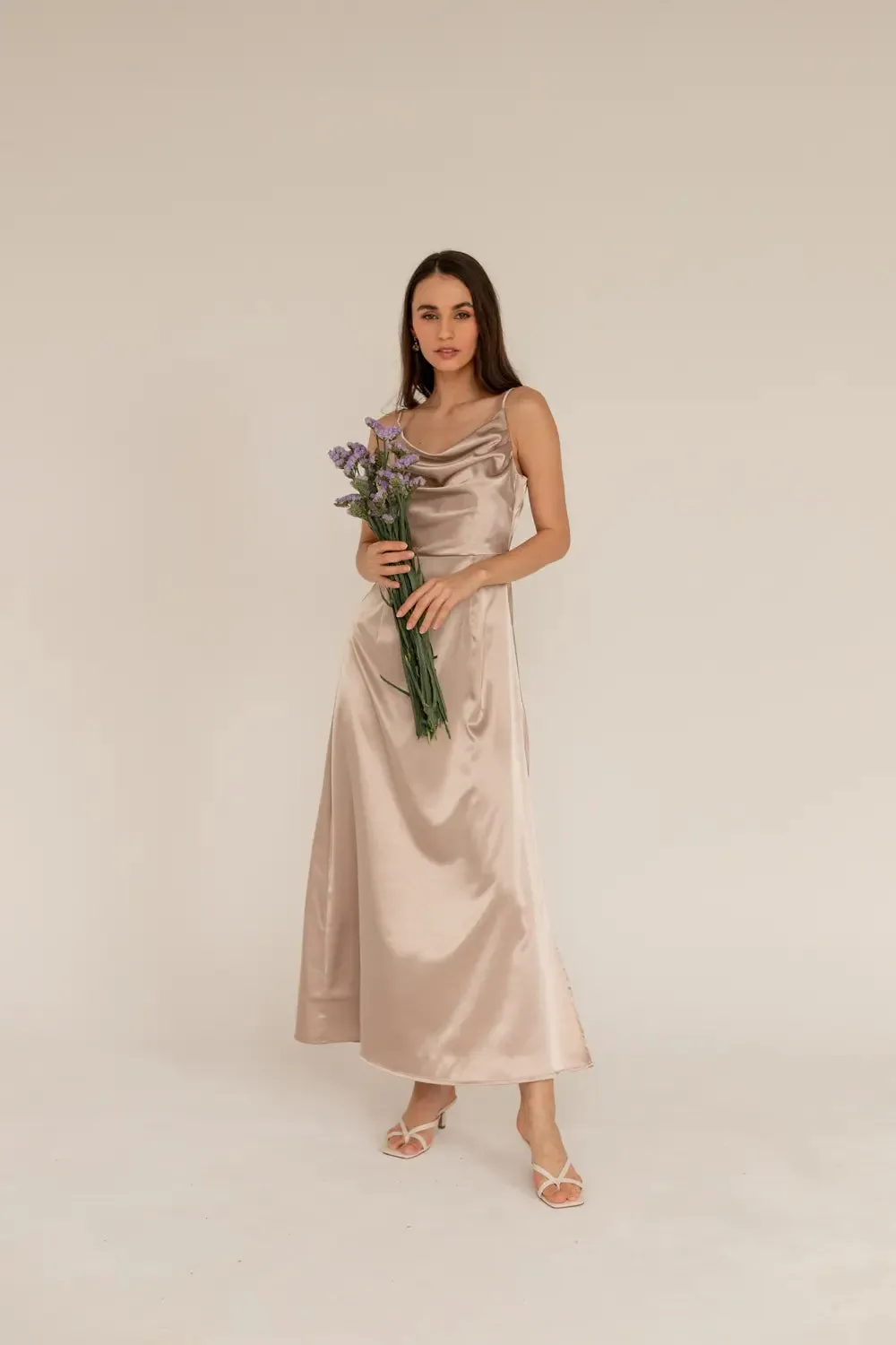 Marlena Satin Dress Champagne sold by Ivalo.com