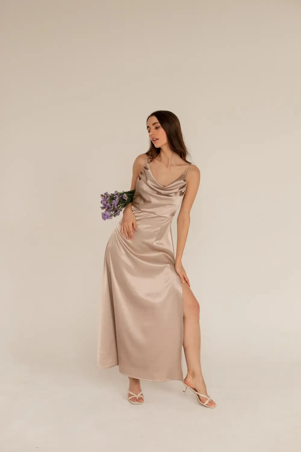 Marlena Satin Dress Champagne sold by Ivalo.com product image thumbnail 4