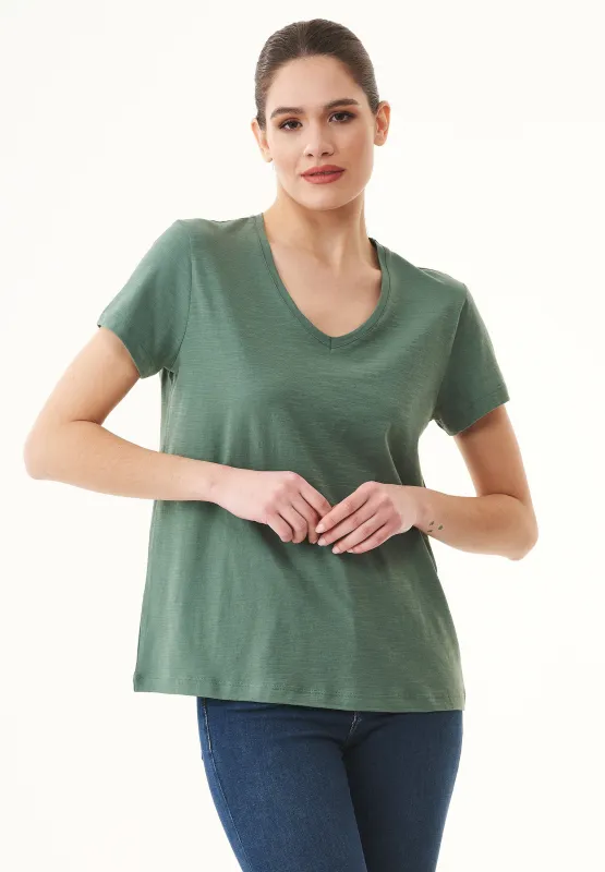 Women's Basic V-Neck T-Shirt Green Tea sold by Ivalo.com
