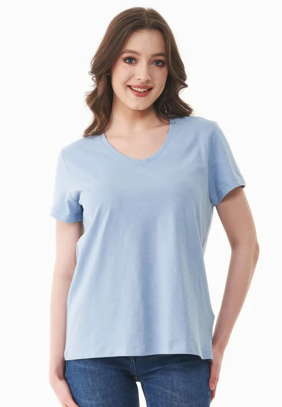 Women's Basic V-Neck T-Shirt Ice Blue sold by Ivalo.com
