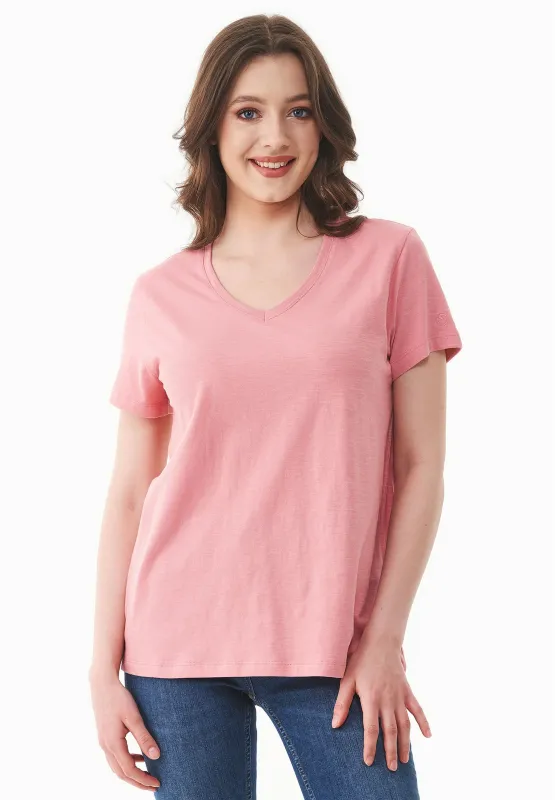 Women's Basic V-Neck T-Shirt Flamingo Pink sold by Ivalo.com