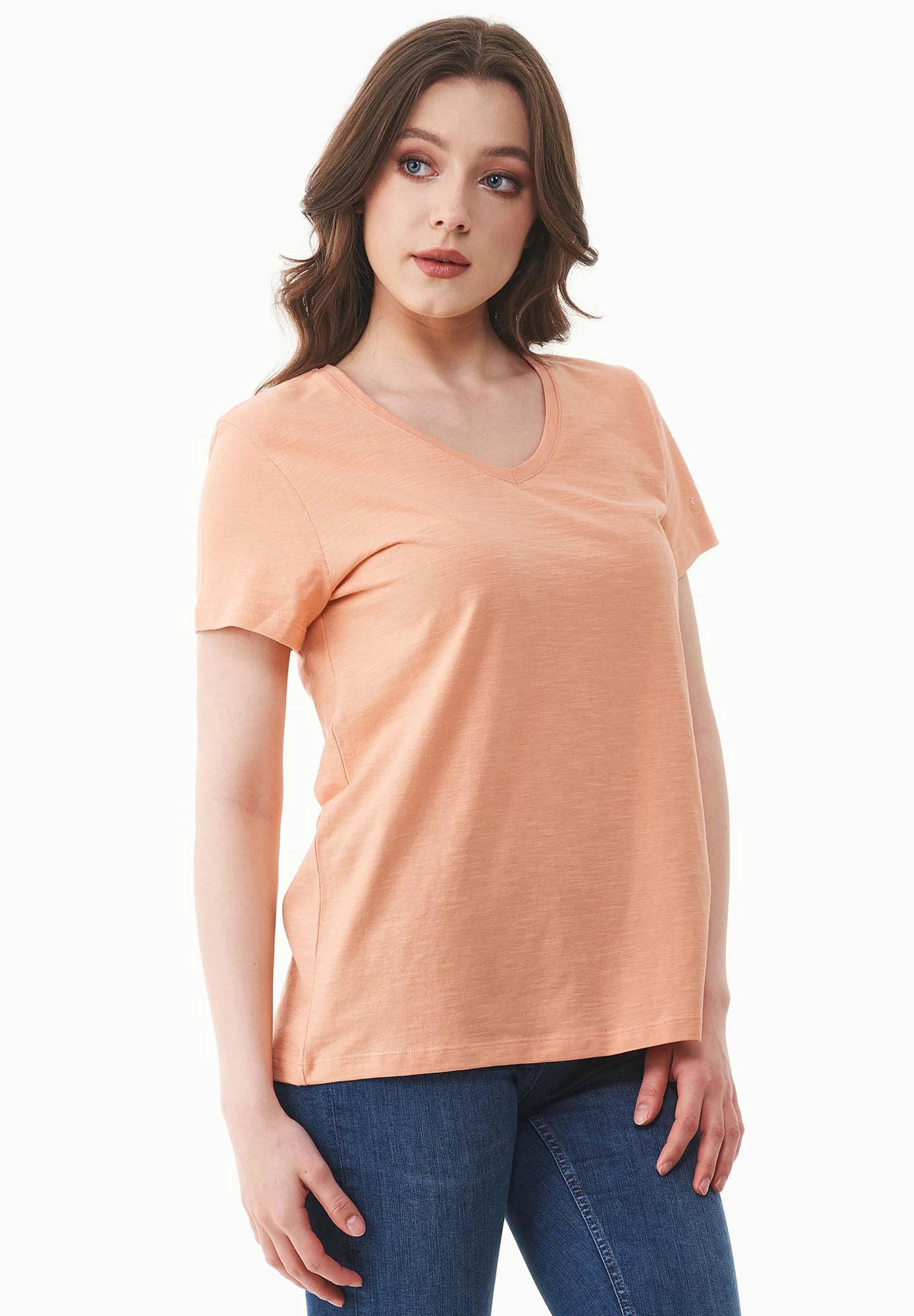 Women's Basic V-Neck T-Shirt Peach sold by Ivalo.com product image thumbnail 5