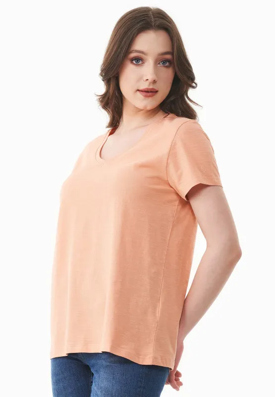Women's Basic V-Neck T-Shirt Peach sold by Ivalo.com