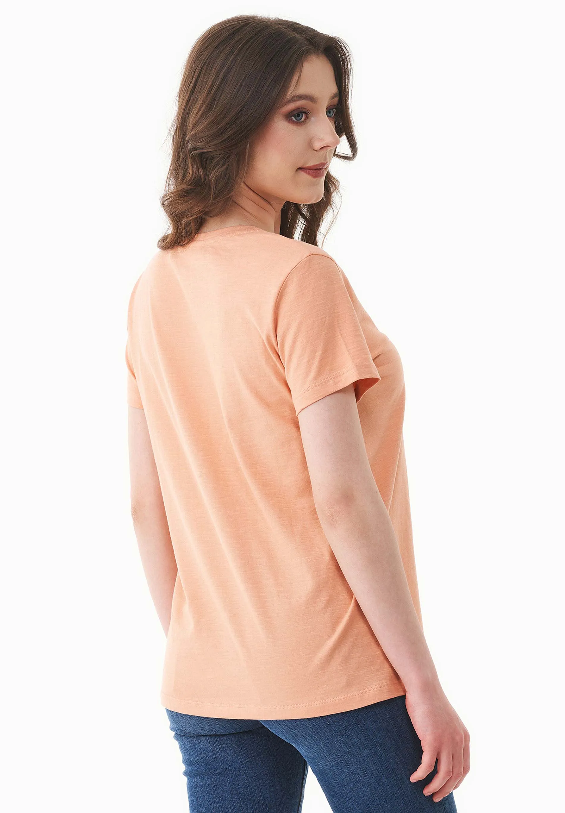 Women's Basic V-Neck T-Shirt Peach sold by Ivalo.com product image thumbnail 2