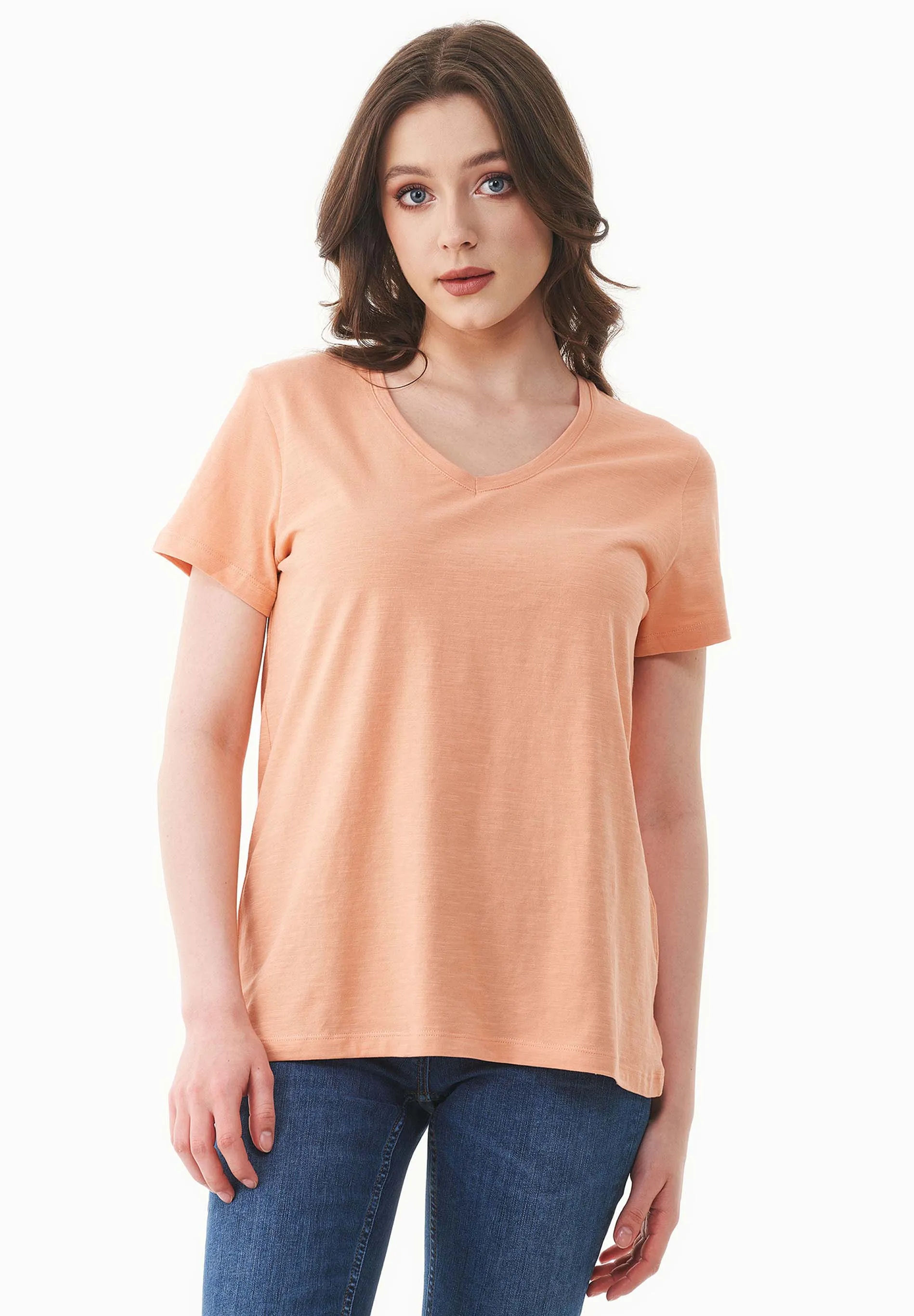 Women's Basic V-Neck T-Shirt Peach sold by Ivalo.com product image thumbnail 3