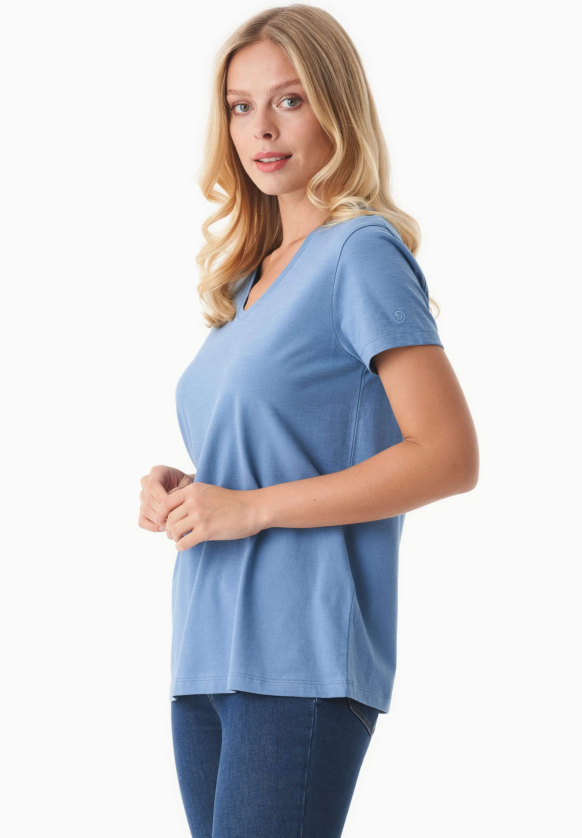 Women's Basic V-Neck T-Shirt Coronet Blue sold by Ivalo.com product image thumbnail 3