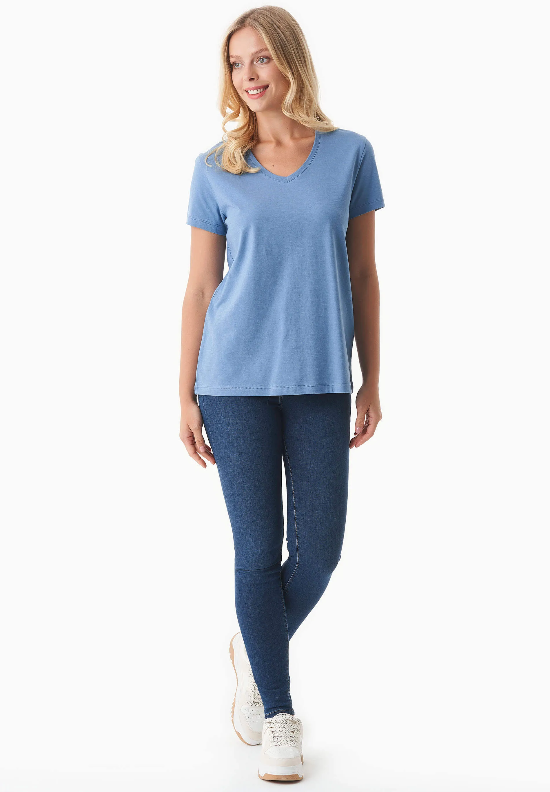 Women's Basic V-Neck T-Shirt Coronet Blue sold by Ivalo.com product image thumbnail 4