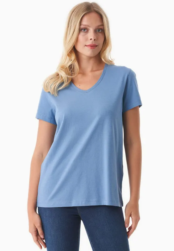 Women's Basic V-Neck T-Shirt Coronet Blue sold by Ivalo.com