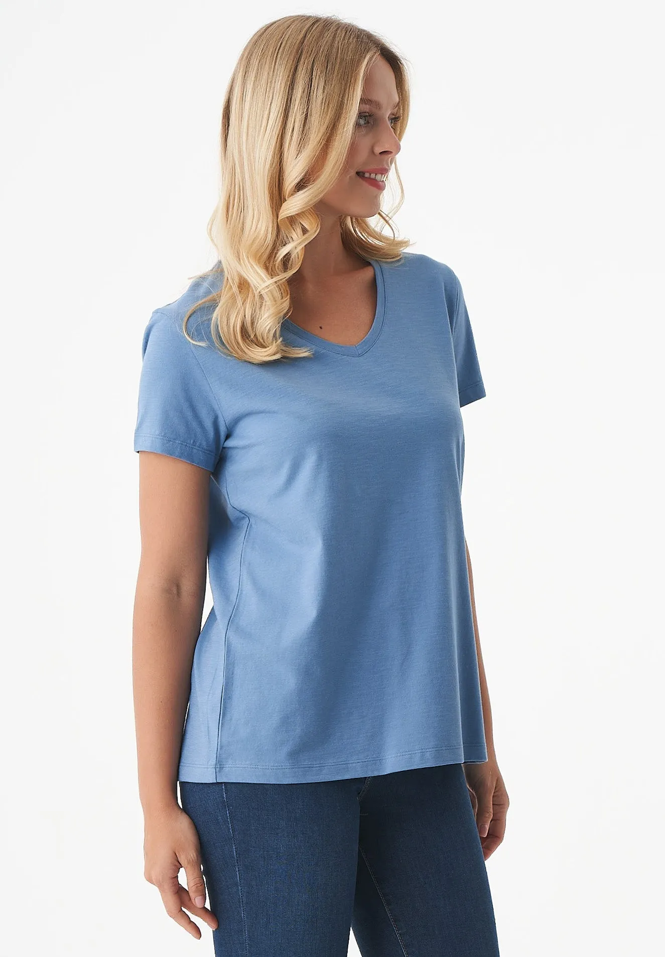 Women's Basic V-Neck T-Shirt Coronet Blue sold by Ivalo.com product image thumbnail 5
