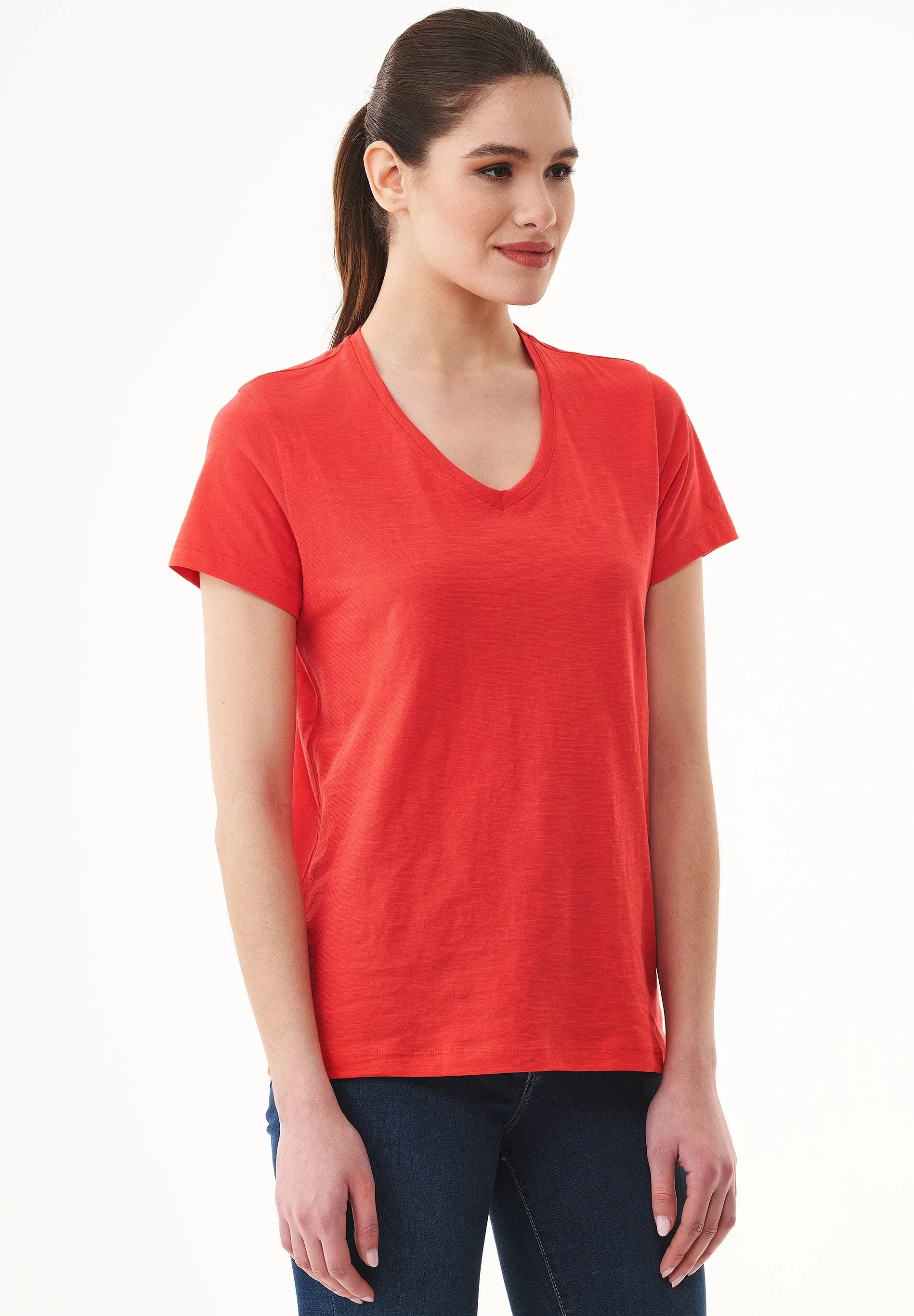 Women's Basic V-Neck T-Shirt Dusty Red sold by Ivalo.com product image thumbnail 4