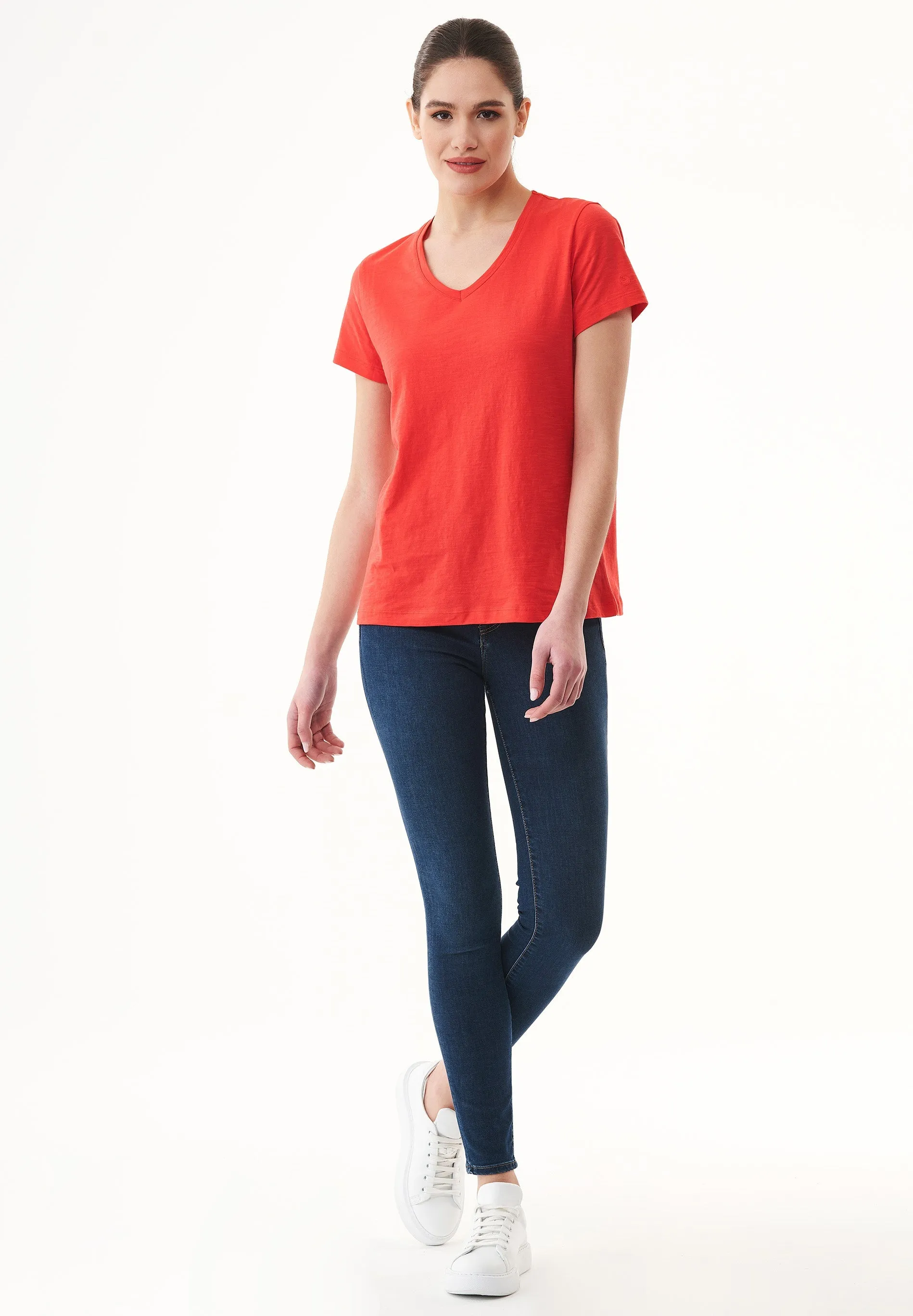 Women's Basic V-Neck T-Shirt Dusty Red sold by Ivalo.com product image thumbnail 3