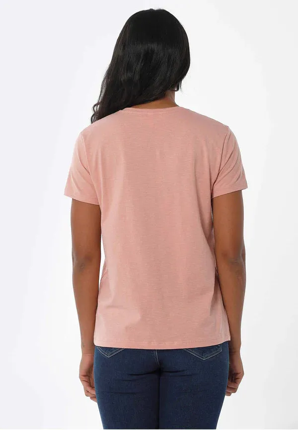 Women's Basic V-Neck T-Shirt Salmon Pink sold by Ivalo.com product image thumbnail 2