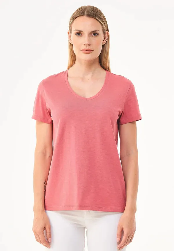 Women's Basic V-Neck T-Shirt Desert Rose sold by Ivalo.com