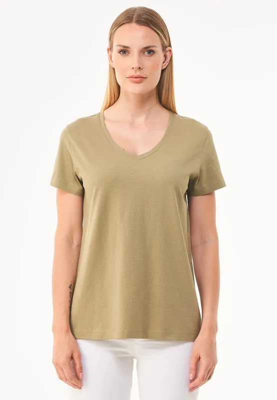 Women's Basic V-Neck T-Shirt Olive sold by Ivalo.com