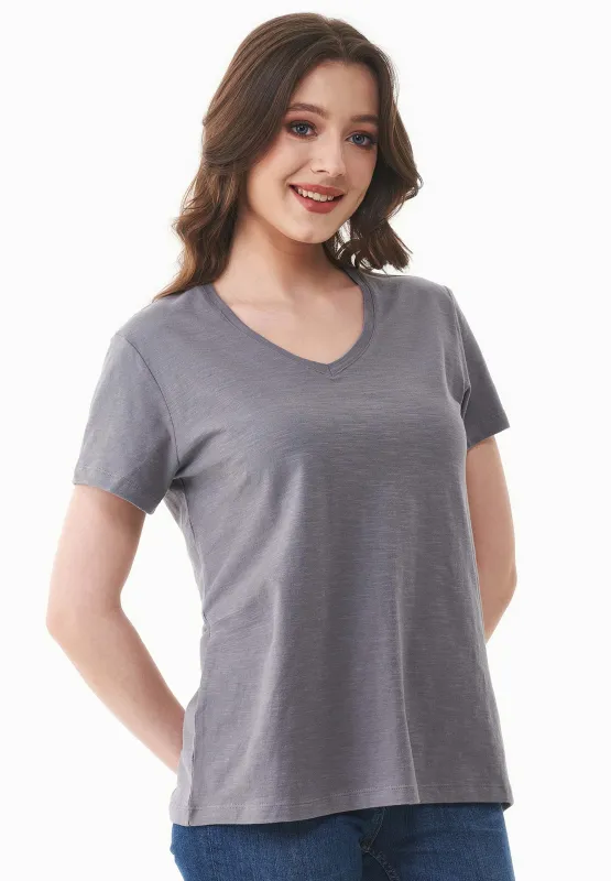 Women's Basic V-Neck T-Shirt Shadow sold by Ivalo.com