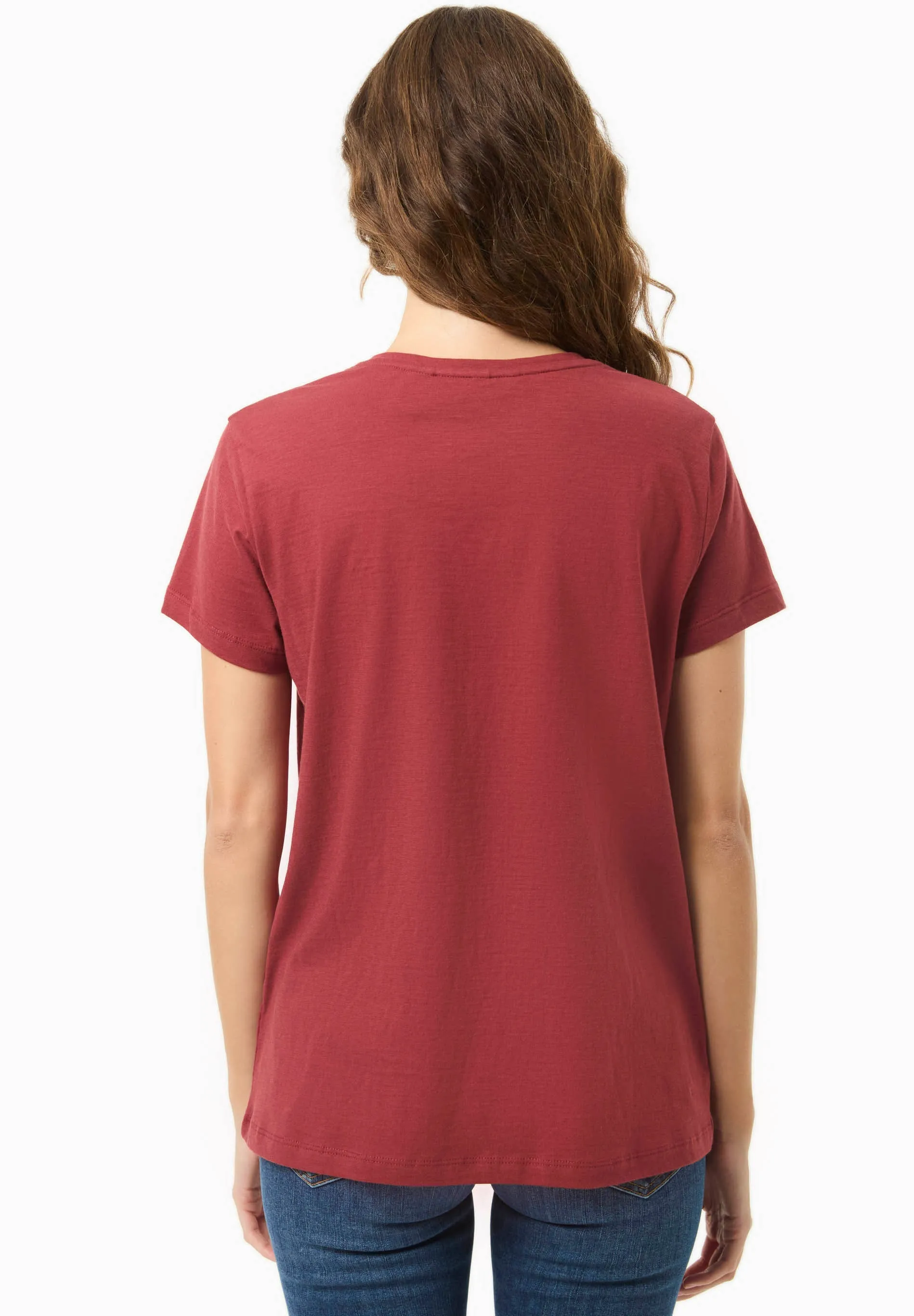 Women's Basic V-Neck T-Shirt Merlot sold by Ivalo.com product image thumbnail 2