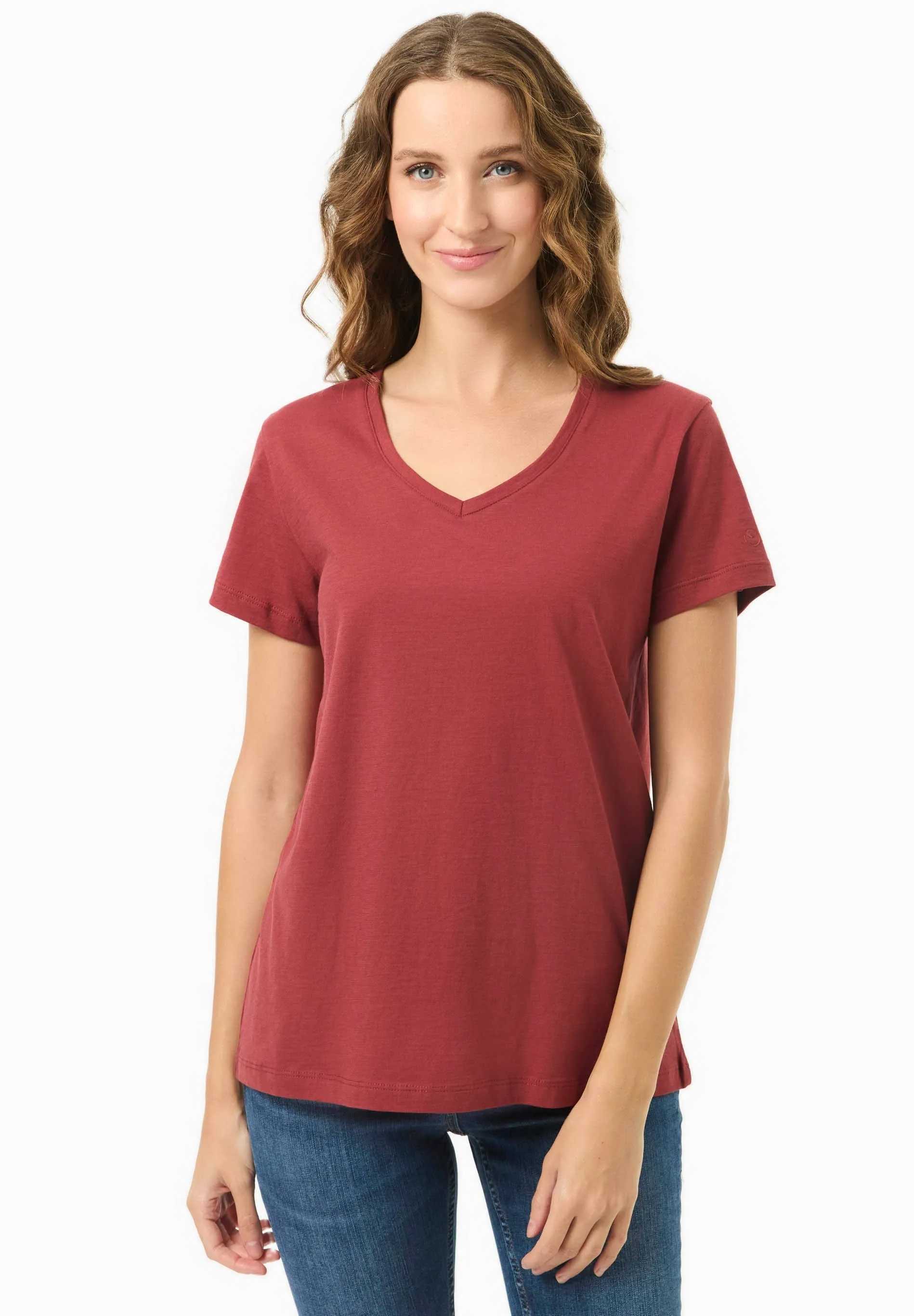 Women's Basic V-Neck T-Shirt Merlot sold by Ivalo.com