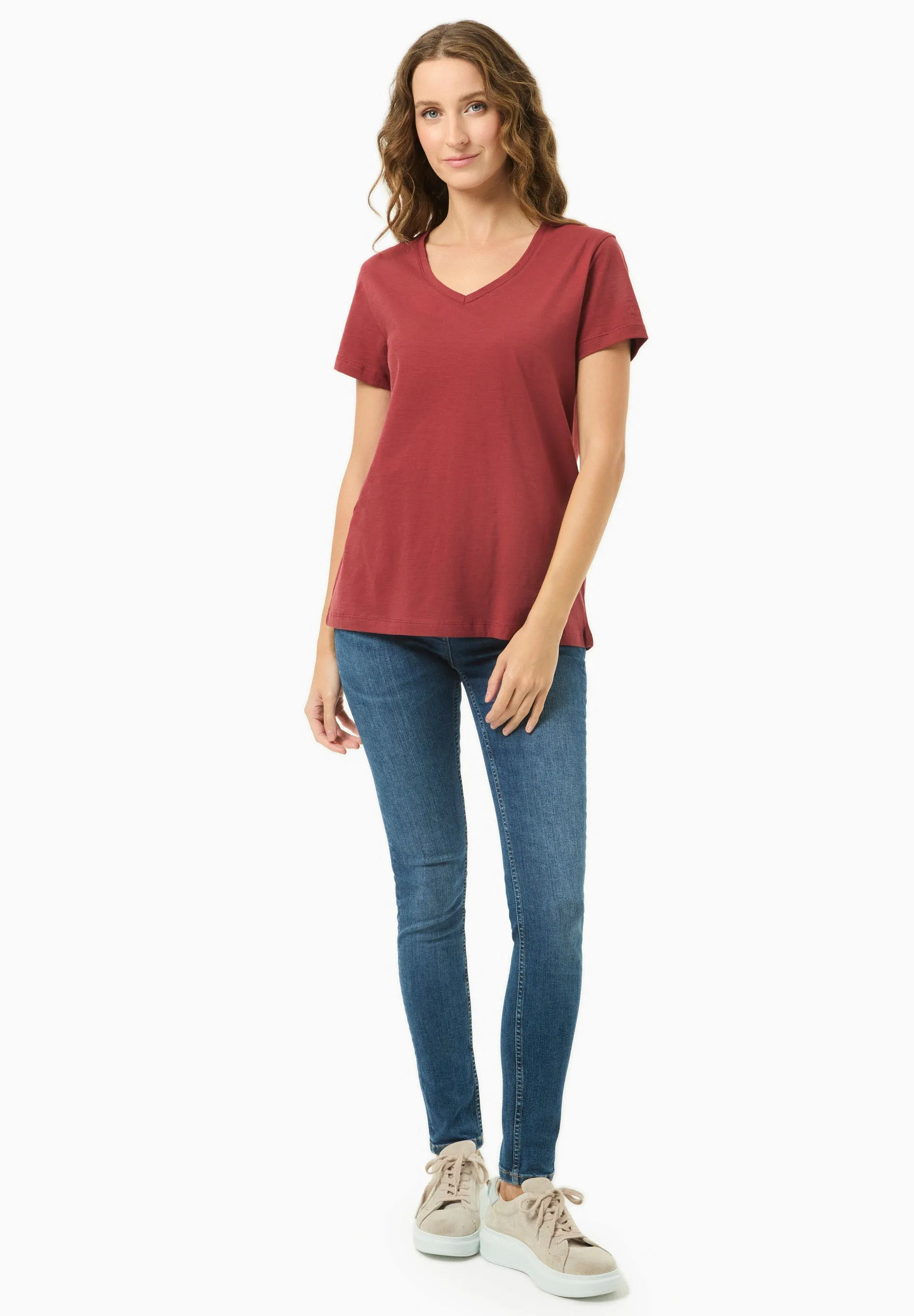 Women's Basic V-Neck T-Shirt Merlot sold by Ivalo.com product image thumbnail 3
