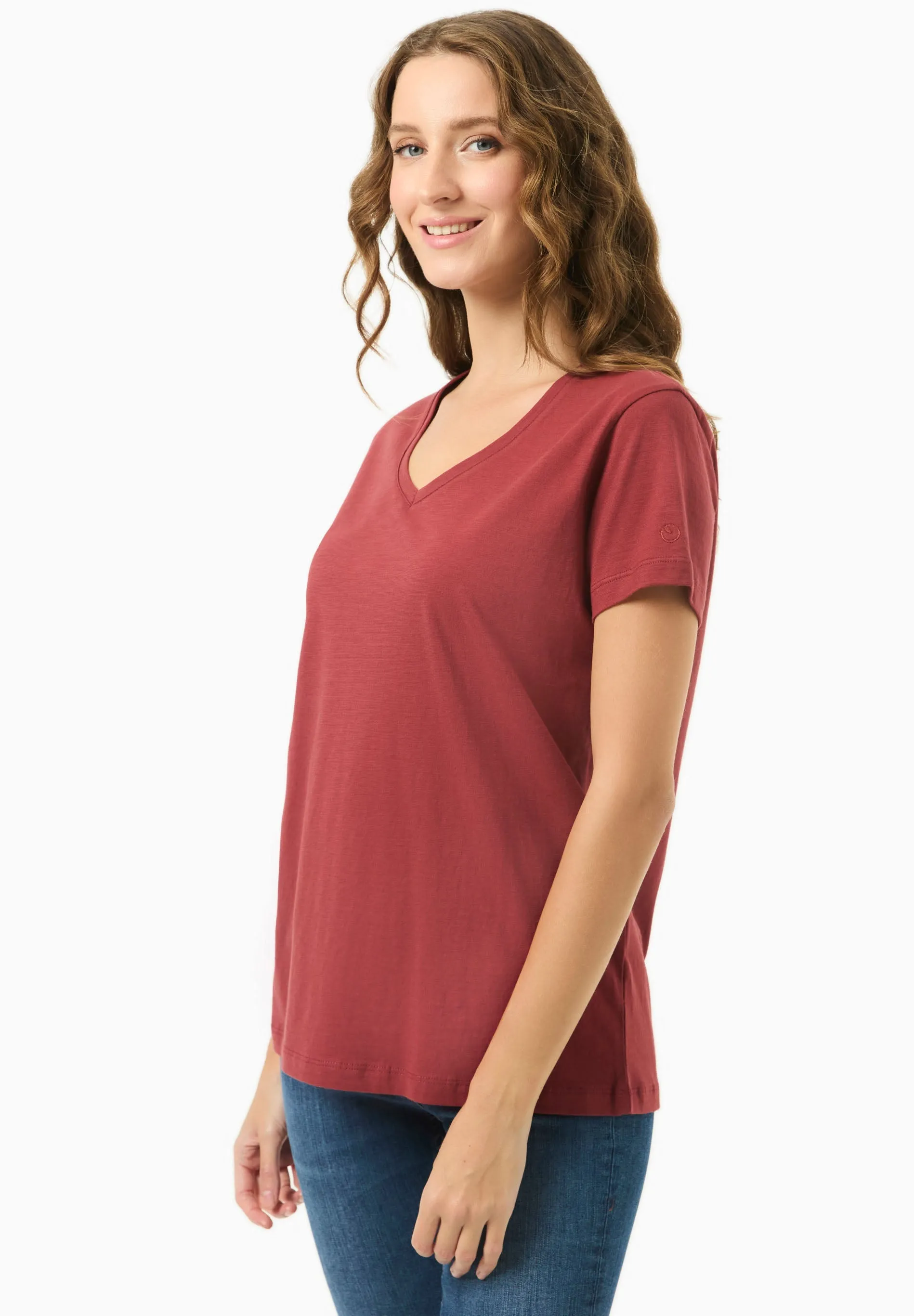 Women's Basic V-Neck T-Shirt Merlot sold by Ivalo.com product image thumbnail 4