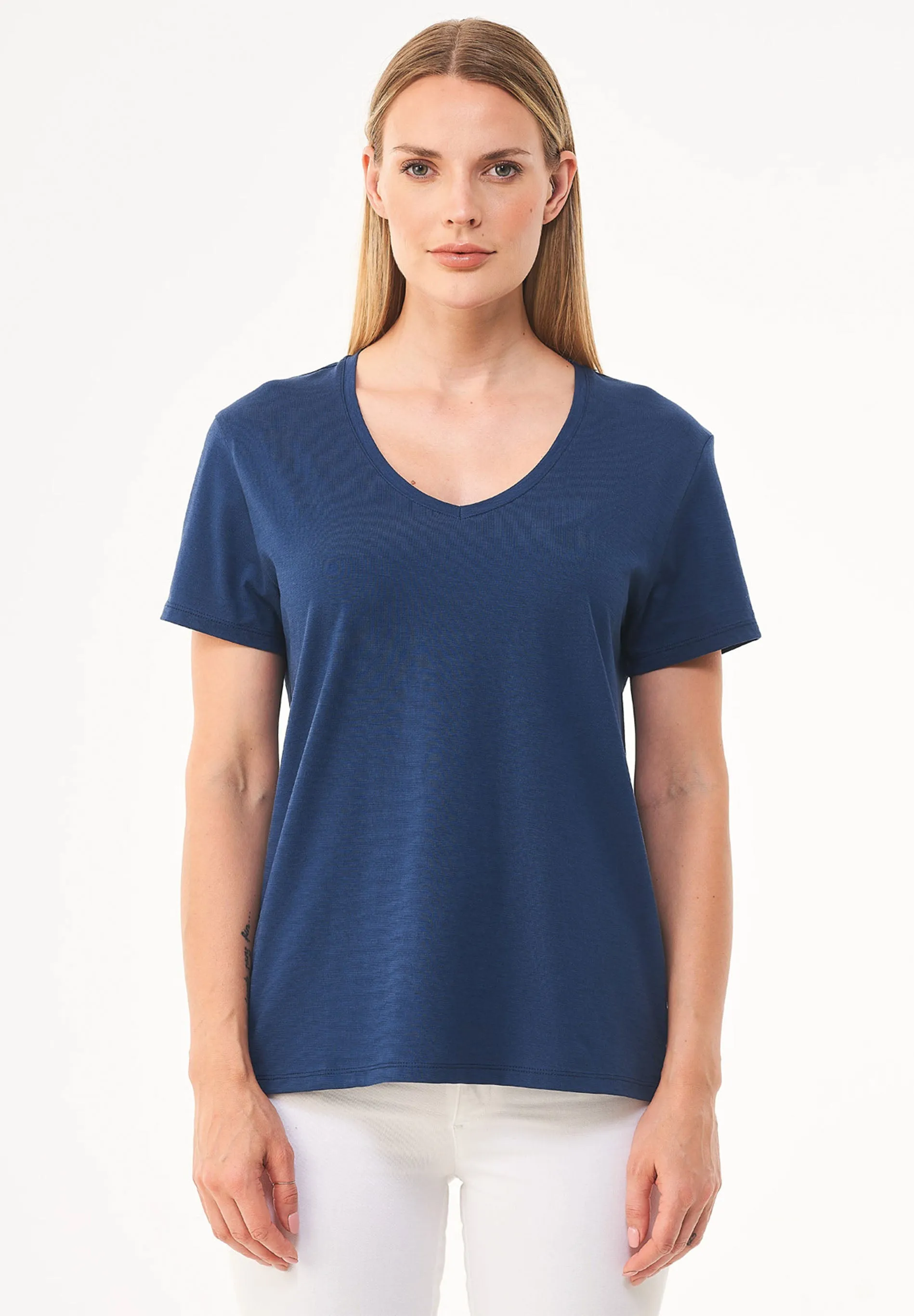 Women's Basic V-Neck T-Shirt Navy sold by Ivalo.com