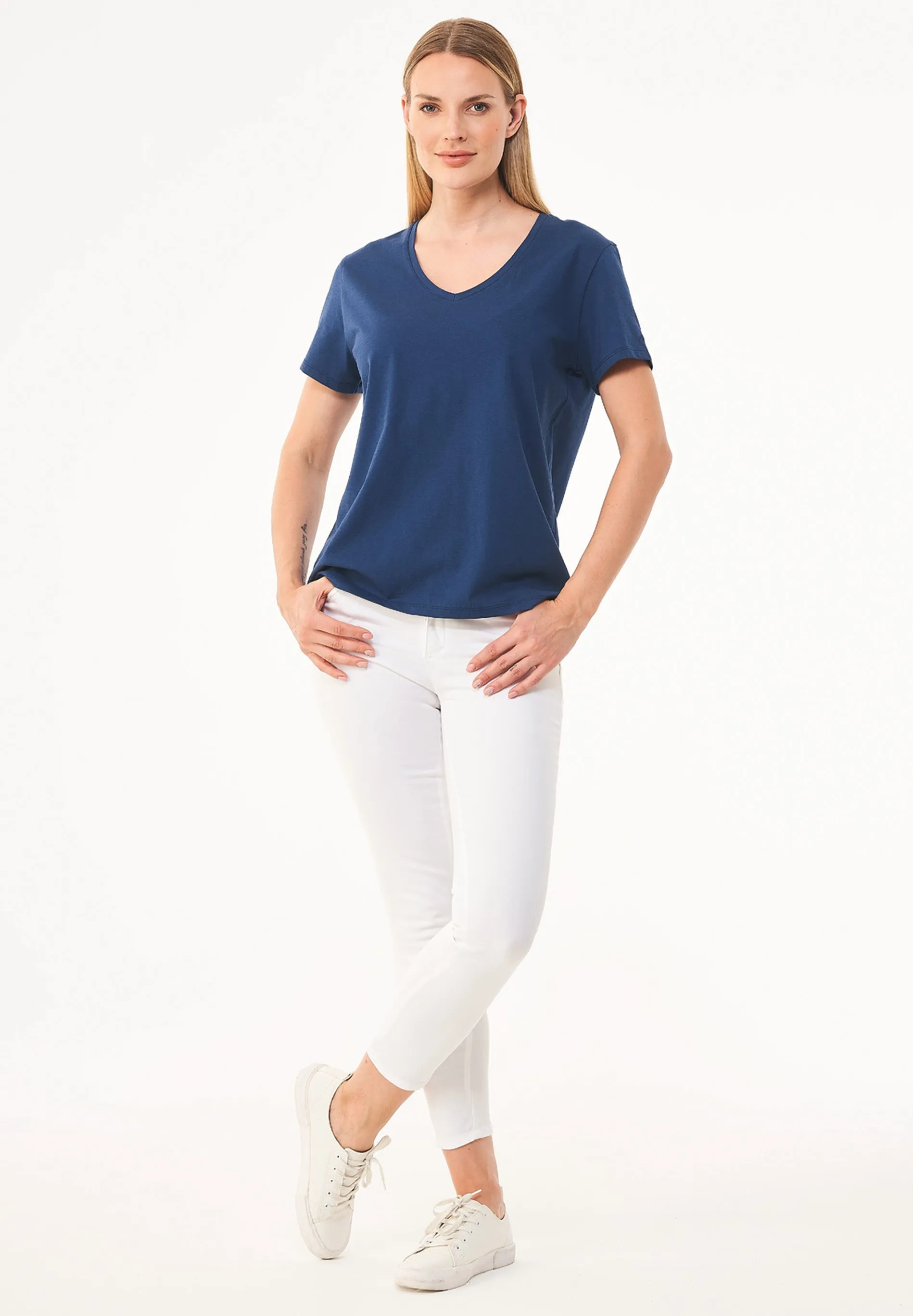 Women's Basic V-Neck T-Shirt Navy sold by Ivalo.com product image thumbnail 3