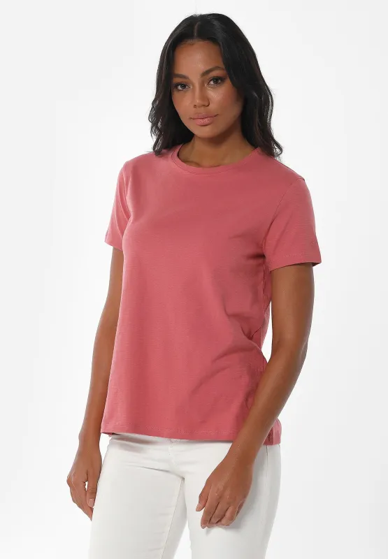 Women's Basic Round Neck T-Shirt Desert Rose sold by Ivalo.com