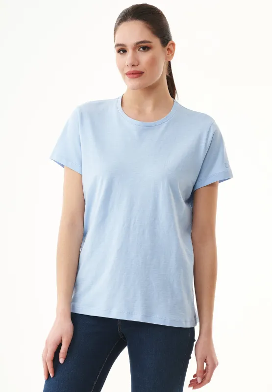 Women's Basic Round Neck T-Shirt Powder Blue sold by Ivalo.com