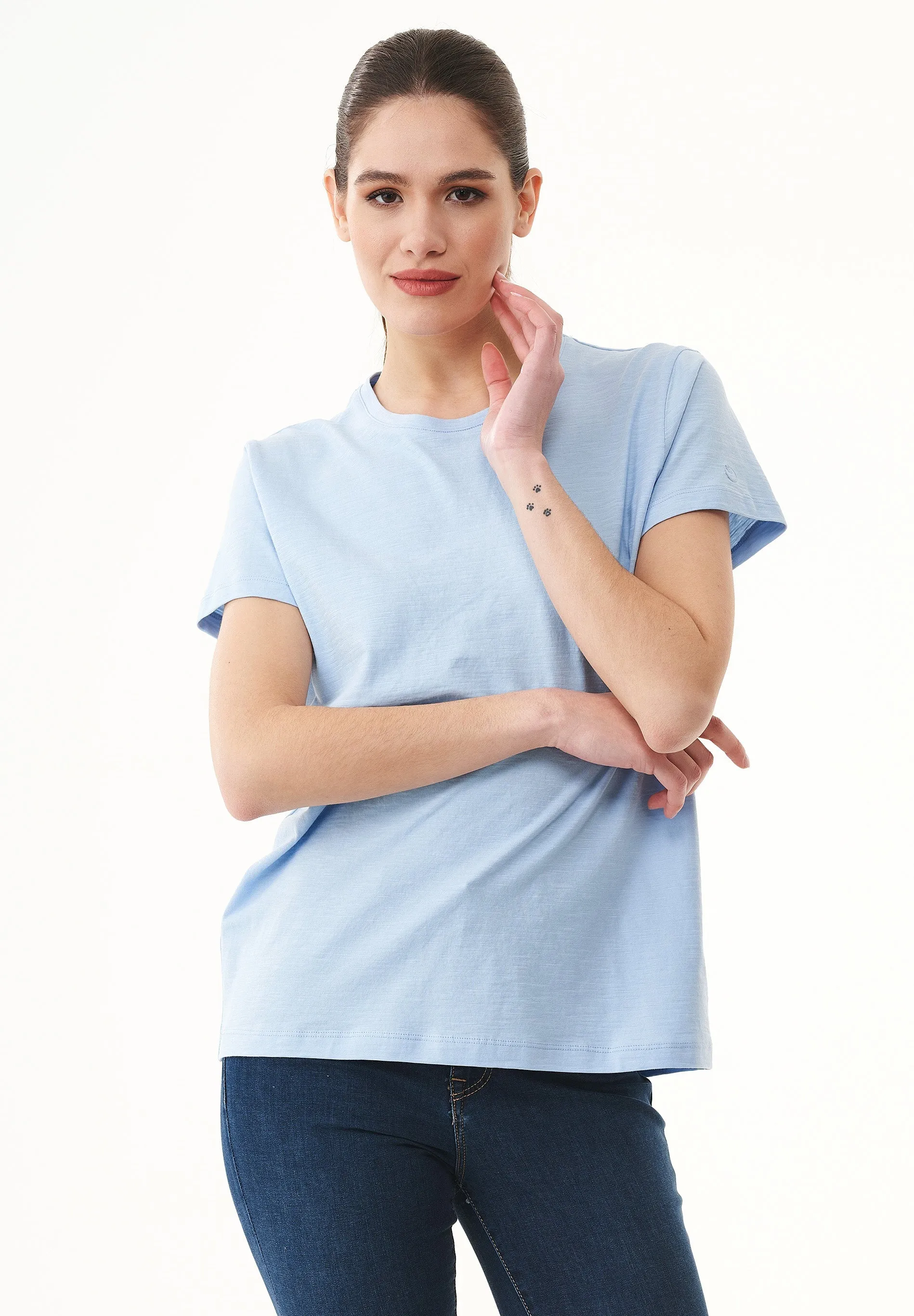 Women's Basic Round Neck T-Shirt Powder Blue sold by Ivalo.com product image thumbnail 3