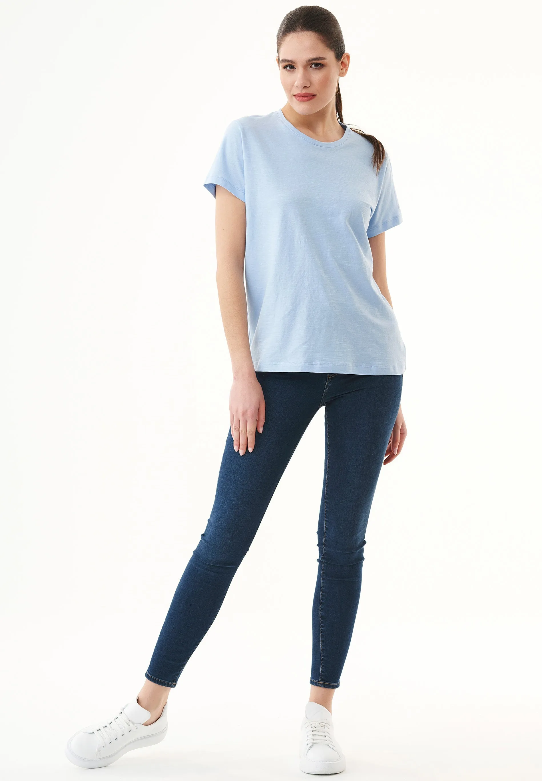Women's Basic Round Neck T-Shirt Powder Blue sold by Ivalo.com product image thumbnail 4