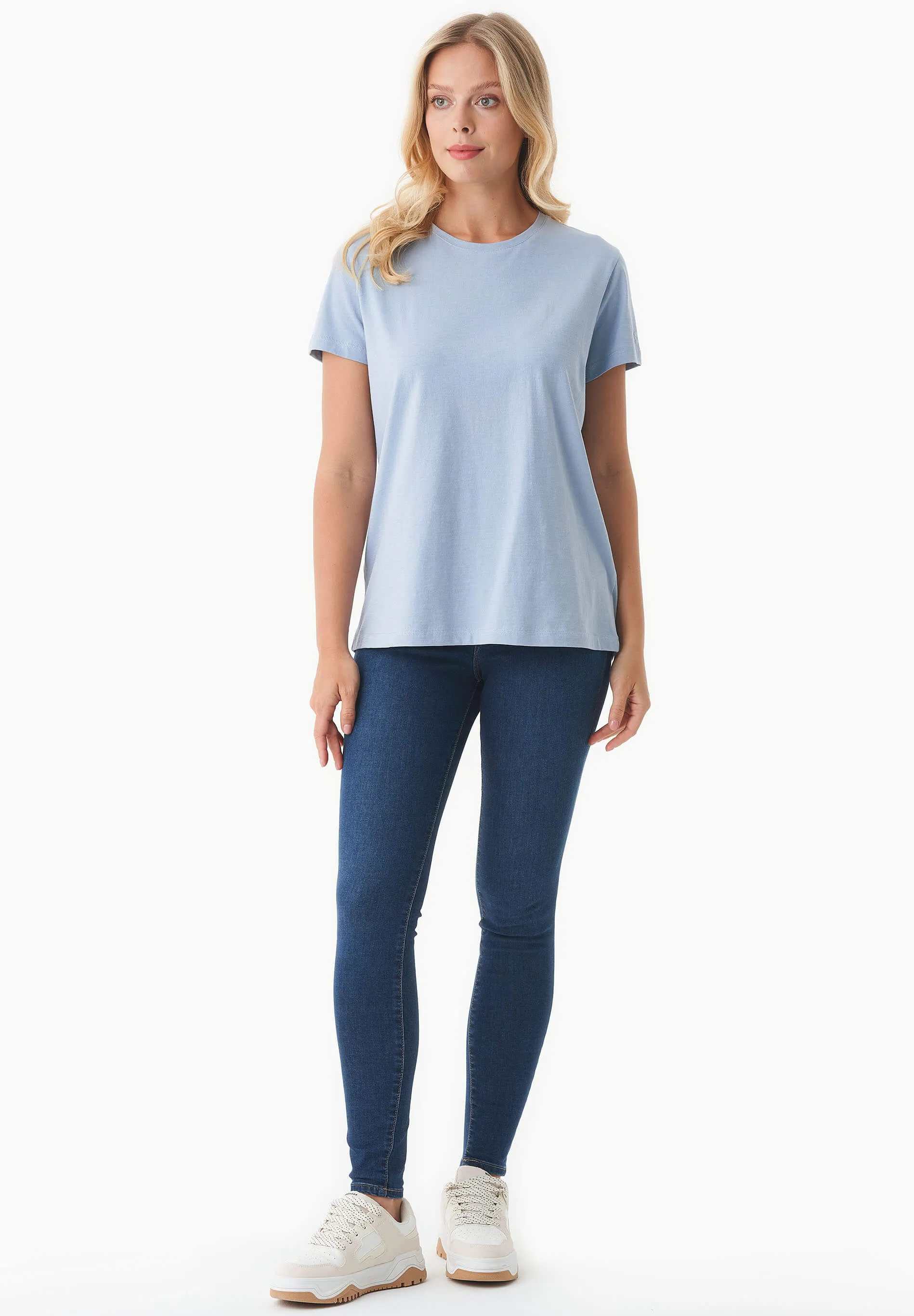 Women's Basic Round Neck T-Shirt Ice Blue sold by Ivalo.com product image thumbnail 4